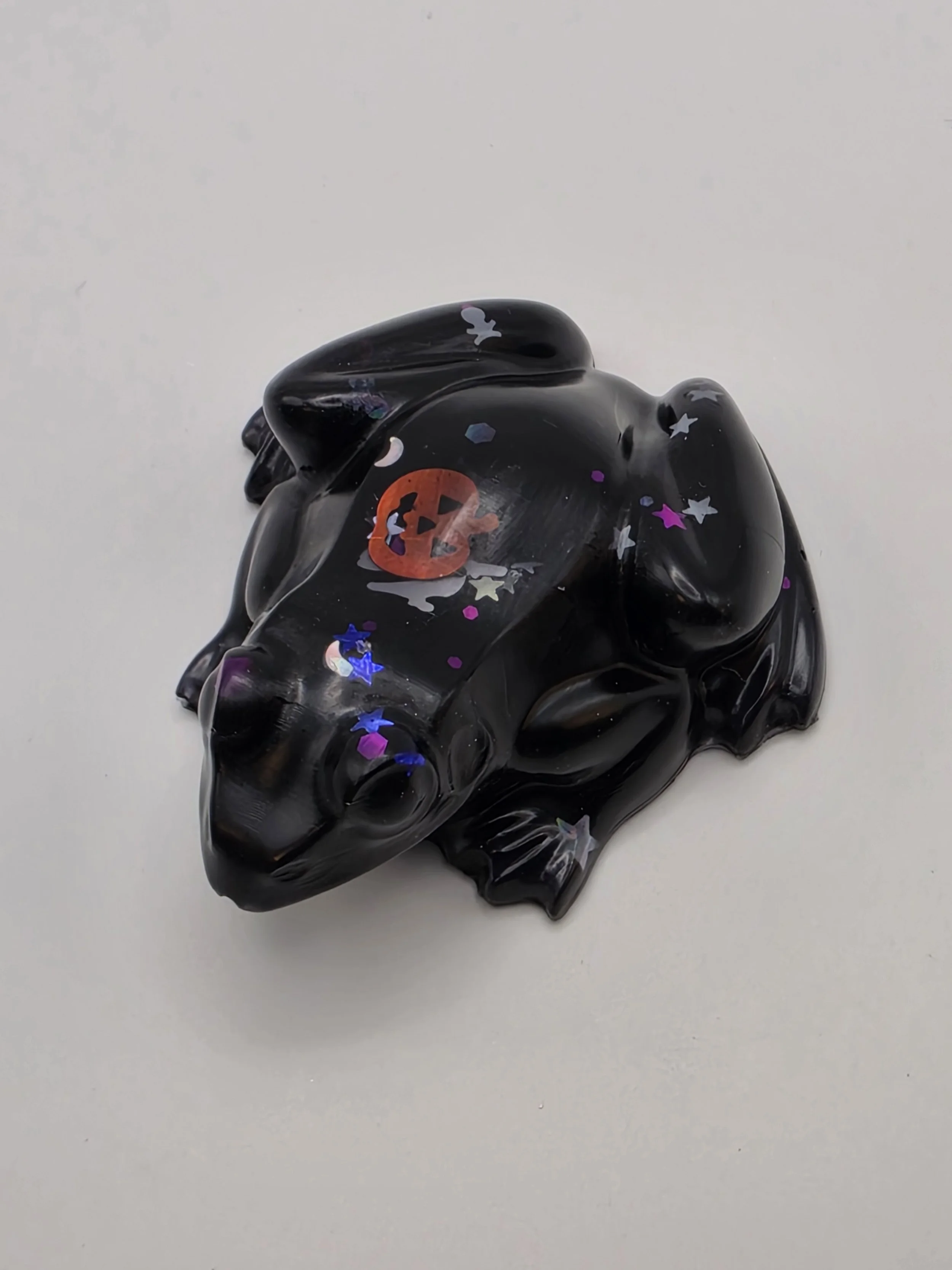 Small Black with Halloween Glitter Frog