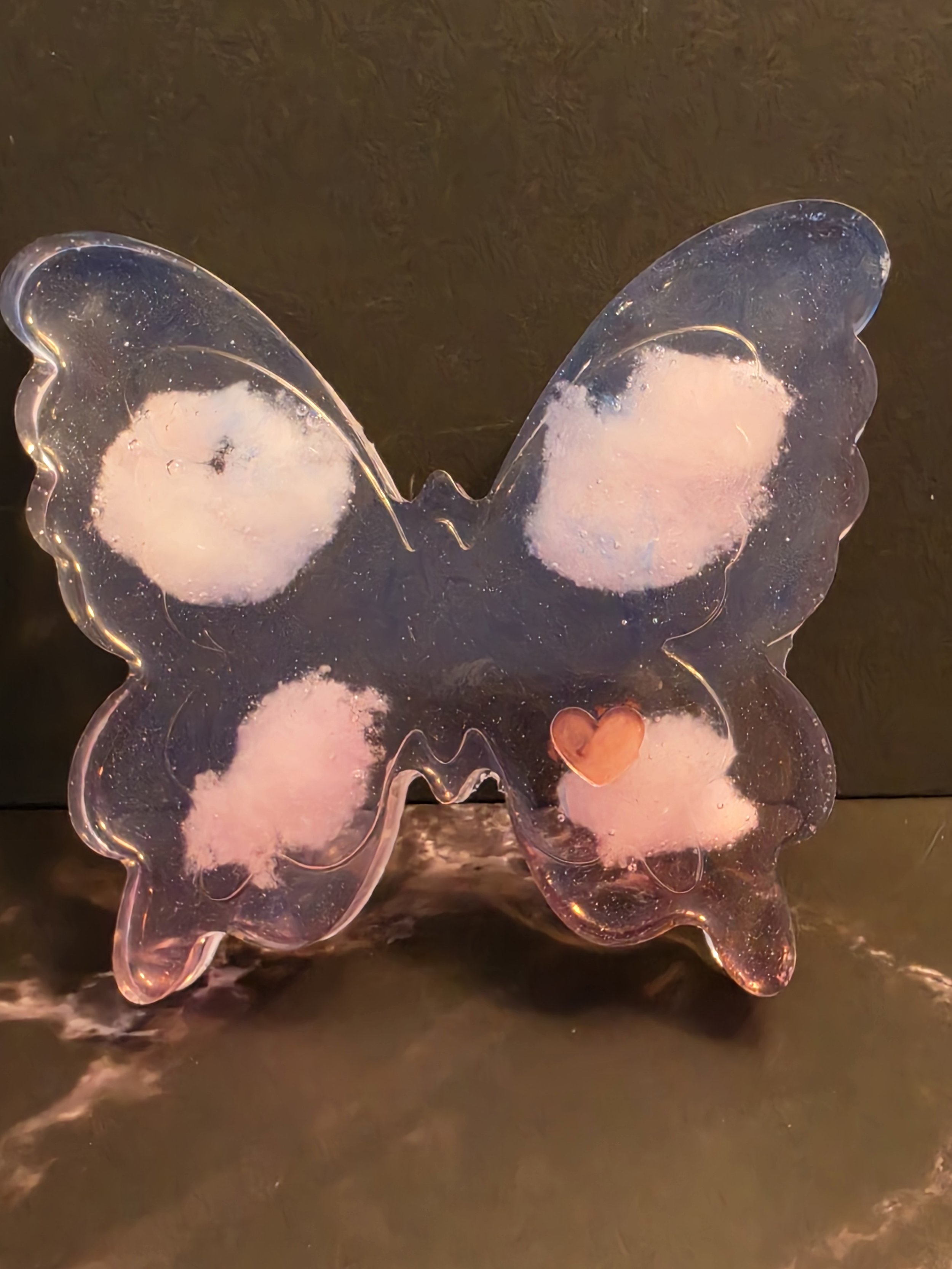 Large Clear Pink & Blue Cloud Butterfly