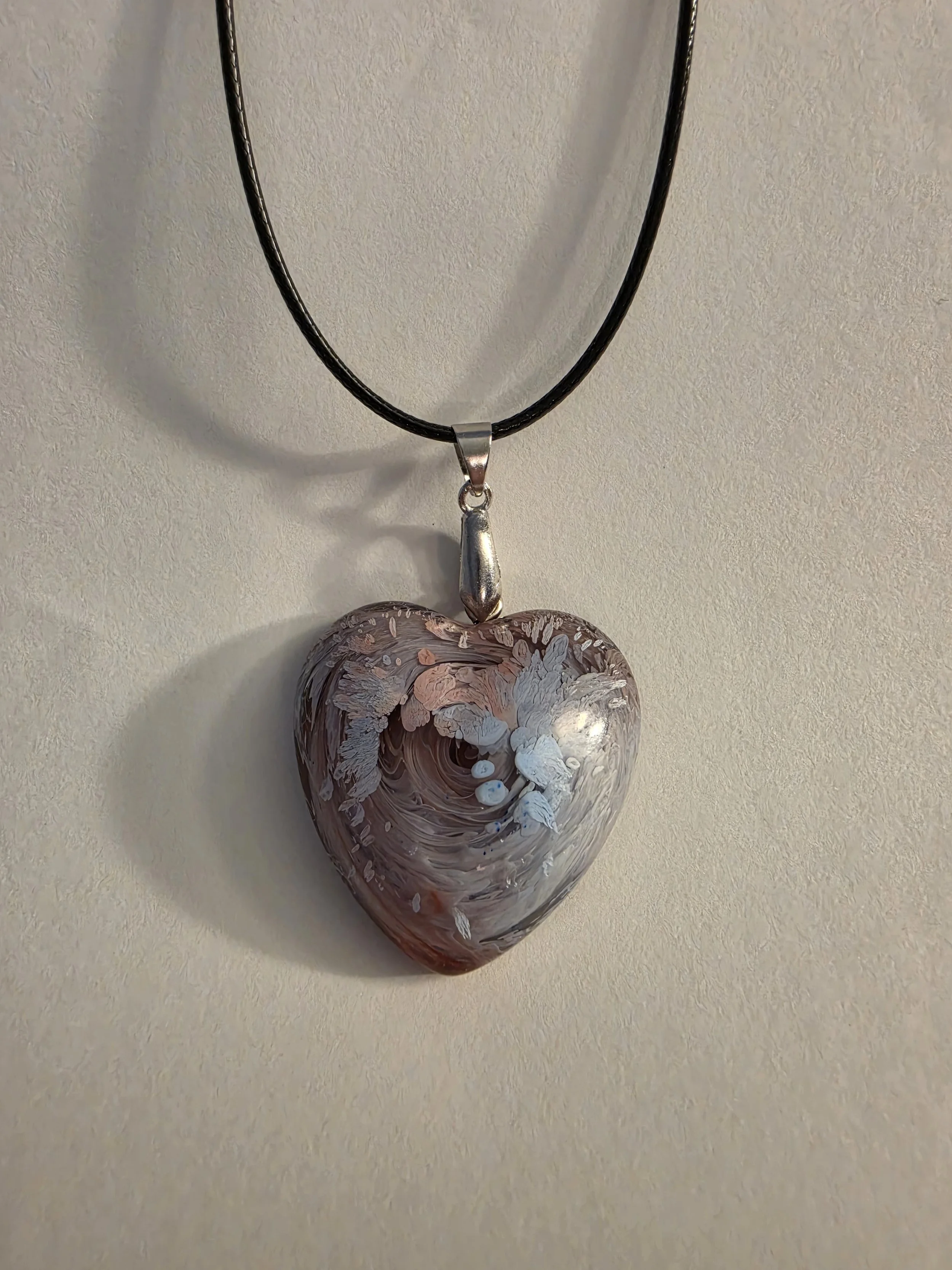 Blue & Pink Swirl Heart Necklace