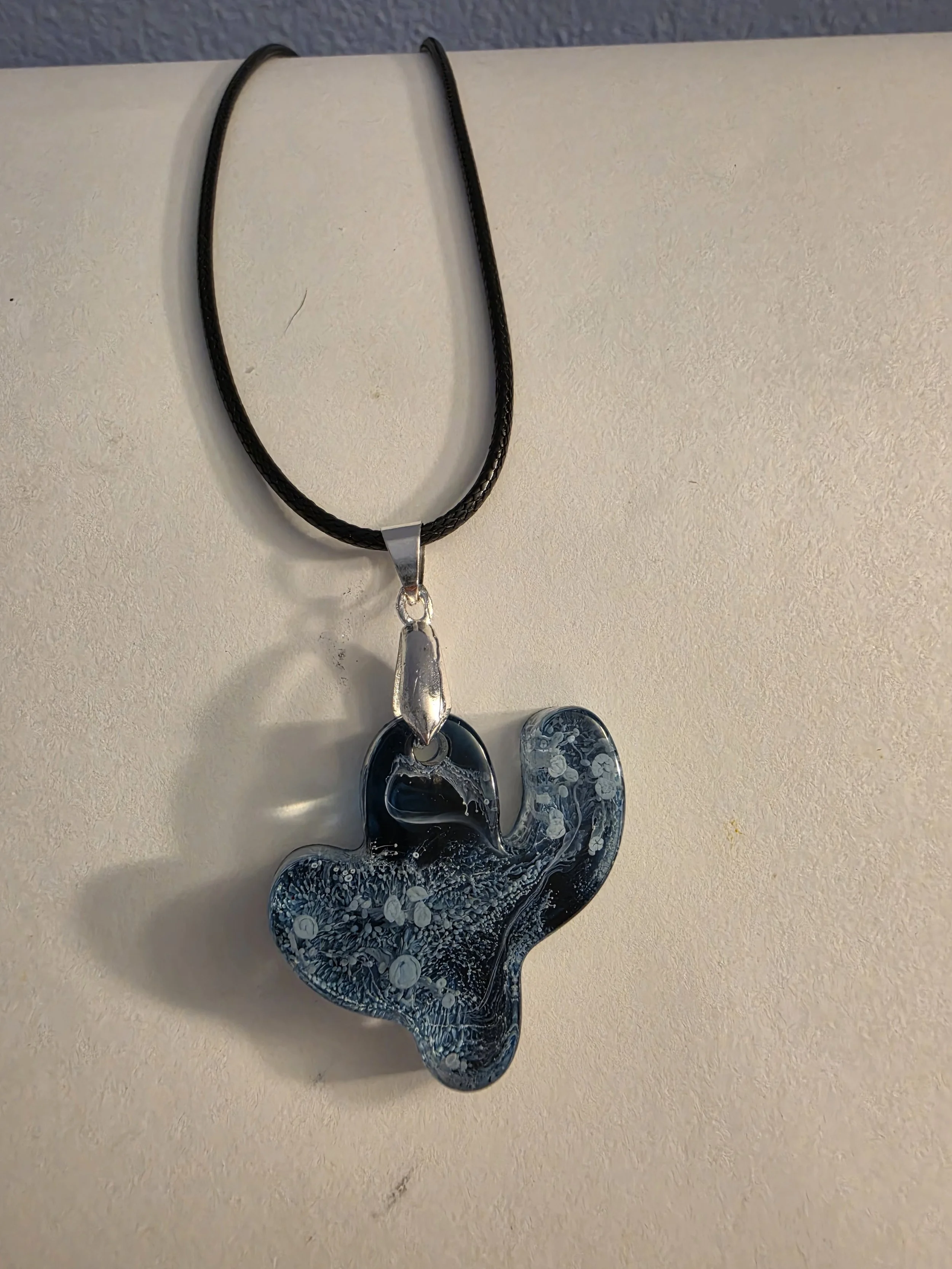 Blue & White Swirl Cactus Shaped Necklace