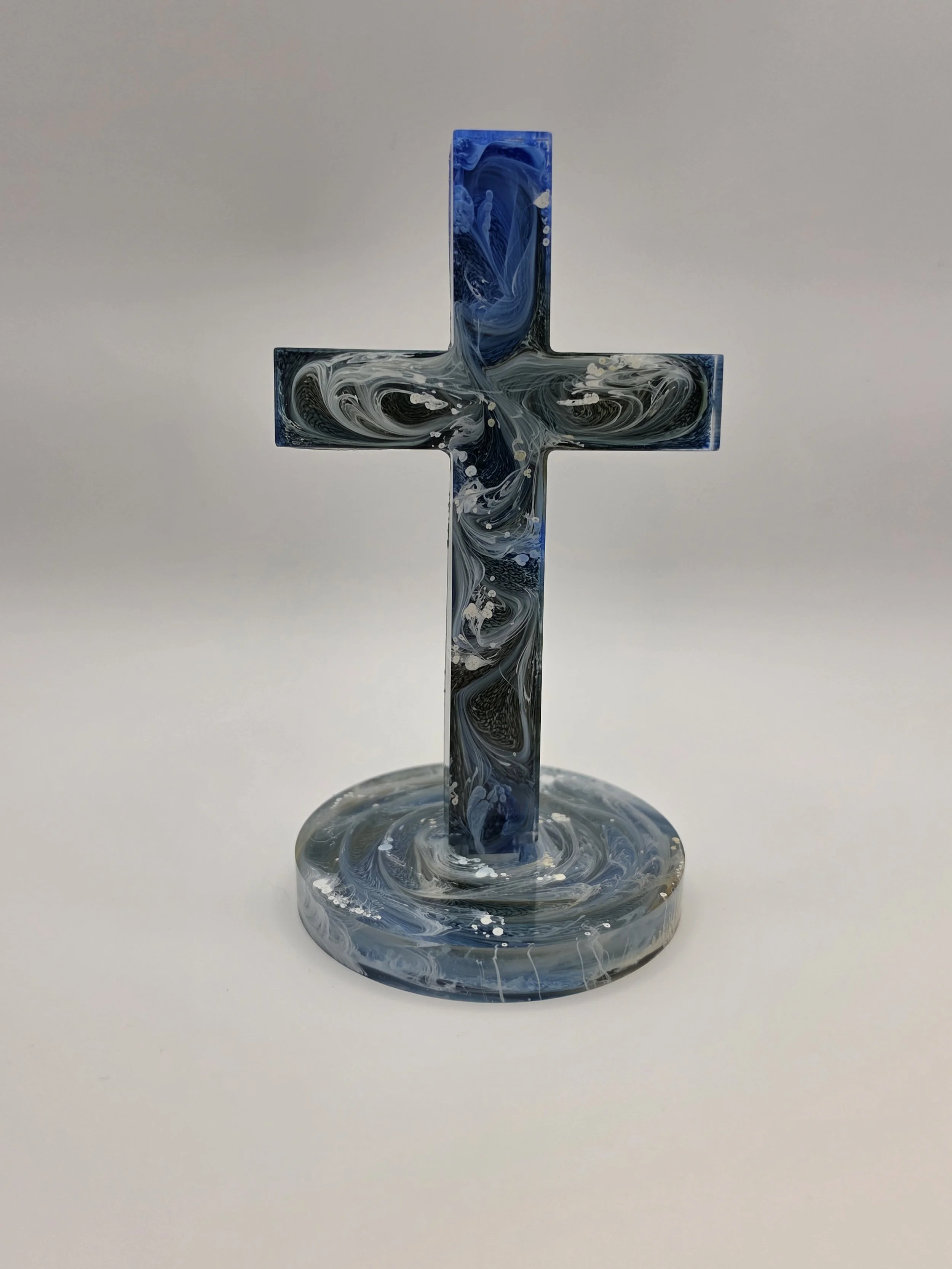 Blue & White Swirl Cross