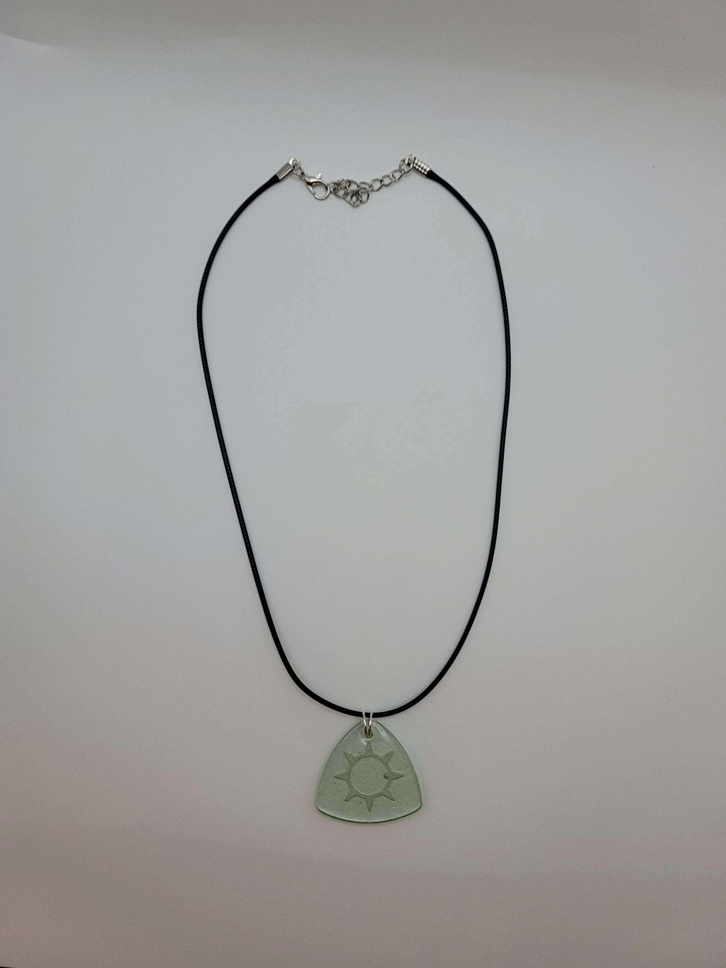 Green Translucent Glitter Sun Guitar Pick Necklace