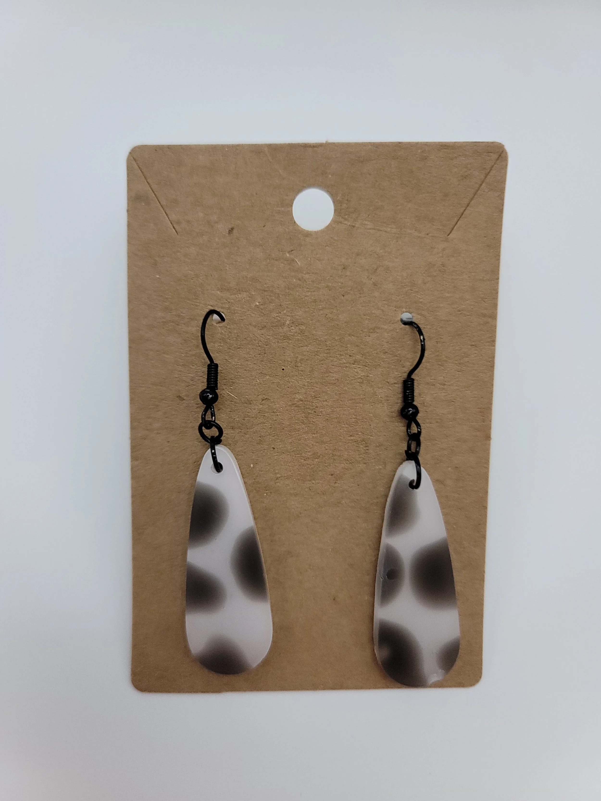 Cow Print Medium Teardrop Earrings