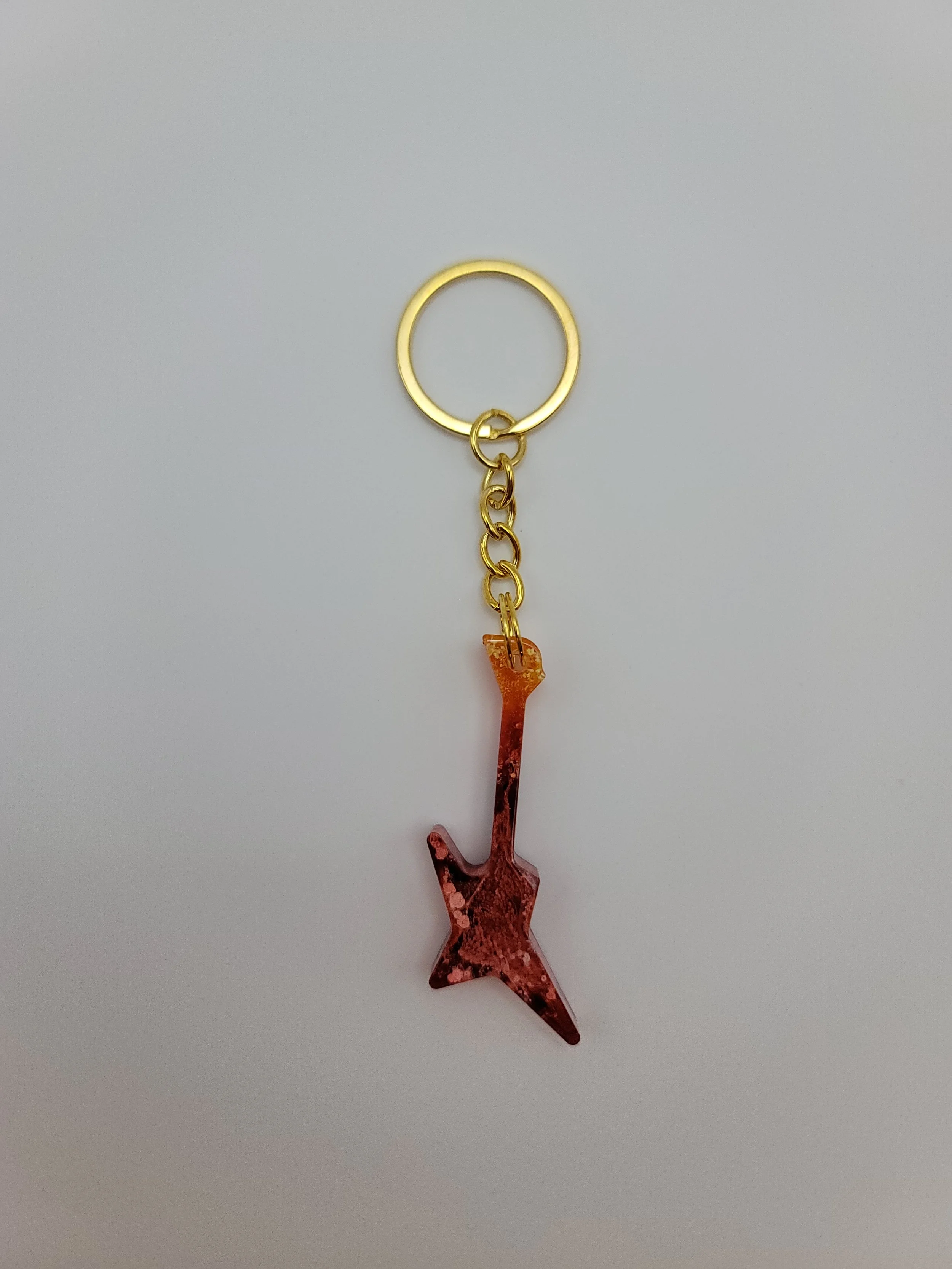 Red & Orange Swirl Guitar Keychain