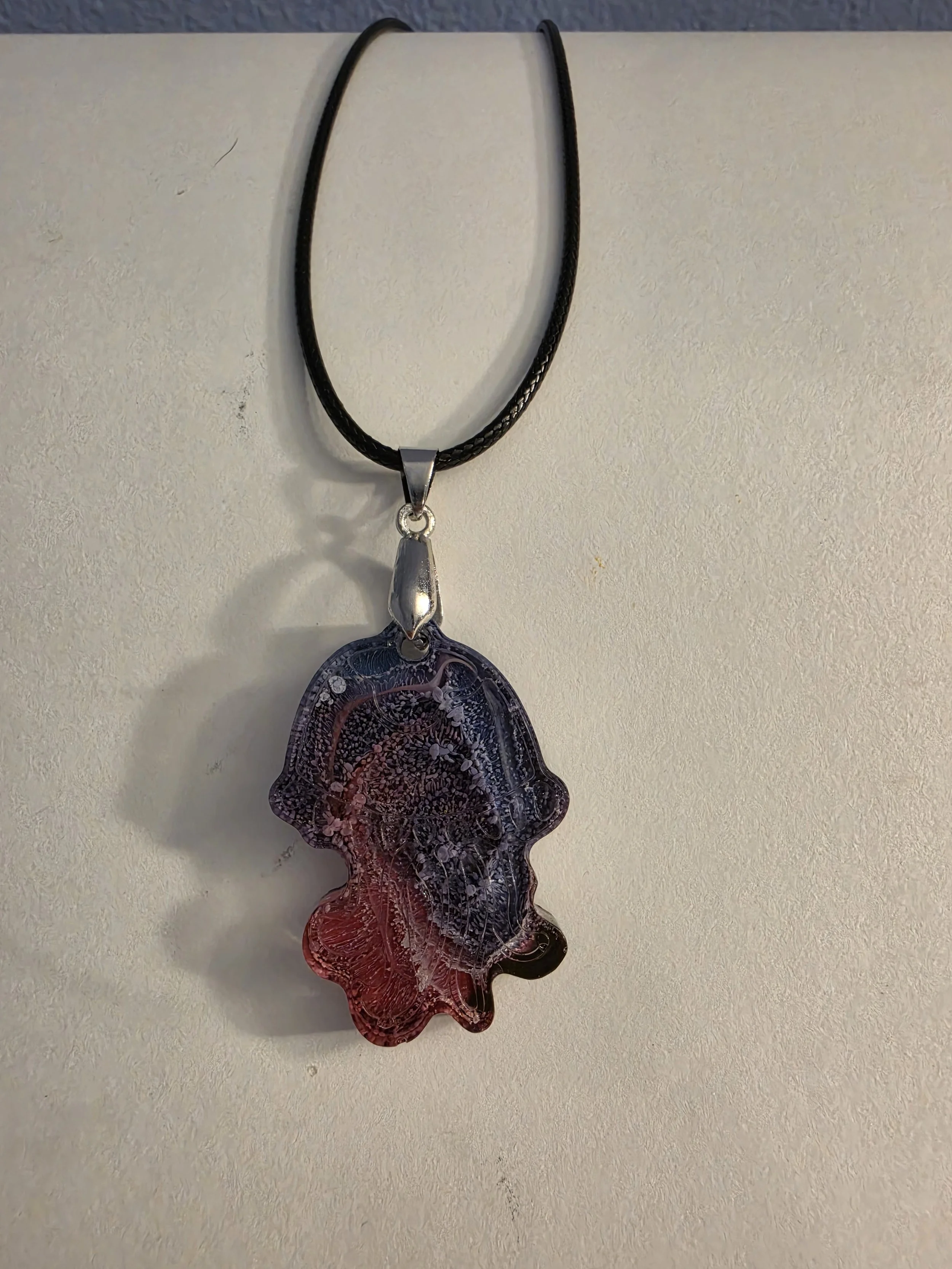 Blue & Red Swirl Jellyfish Shaped Necklace