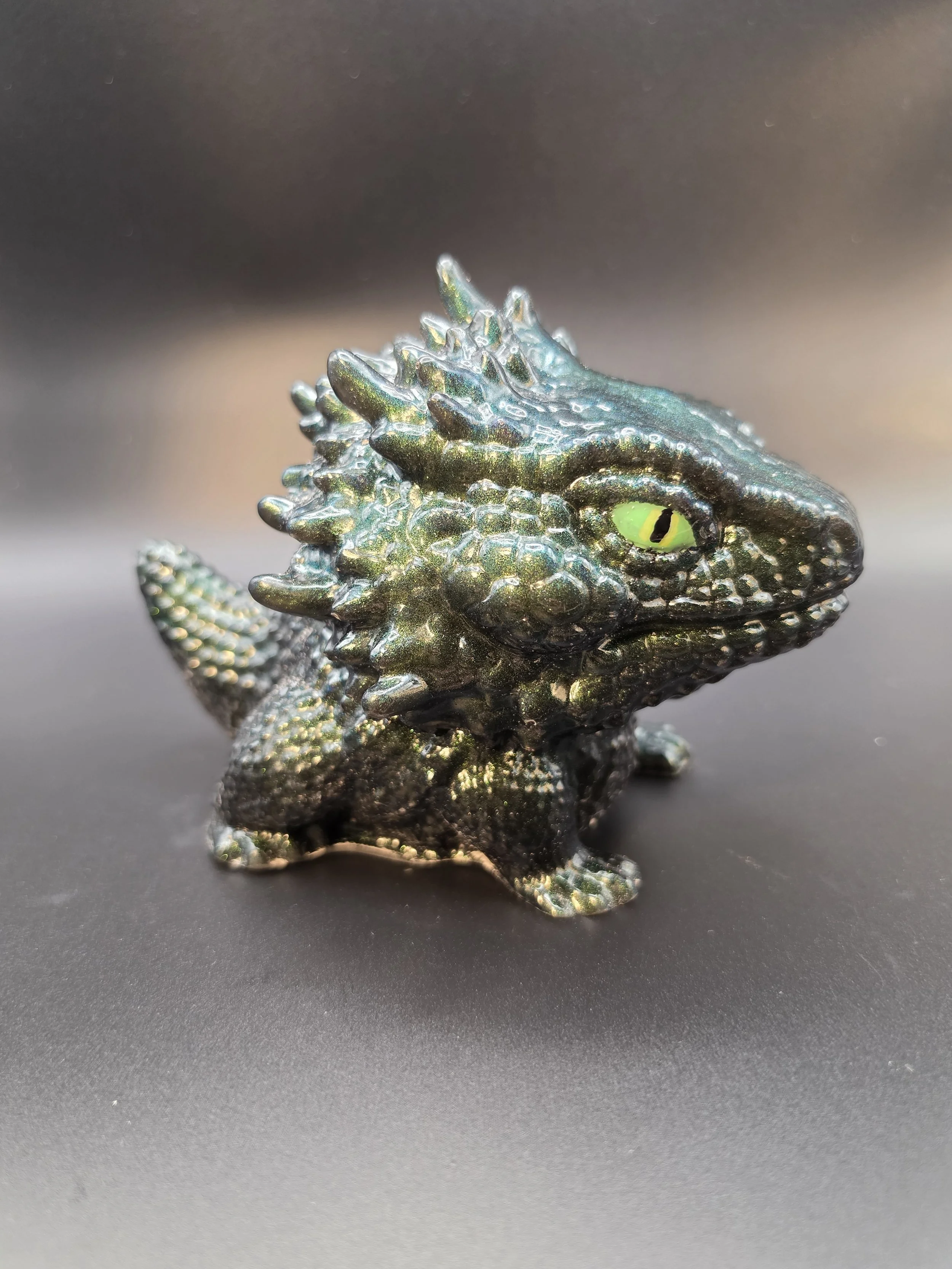Green Chameleon Dragon Statue