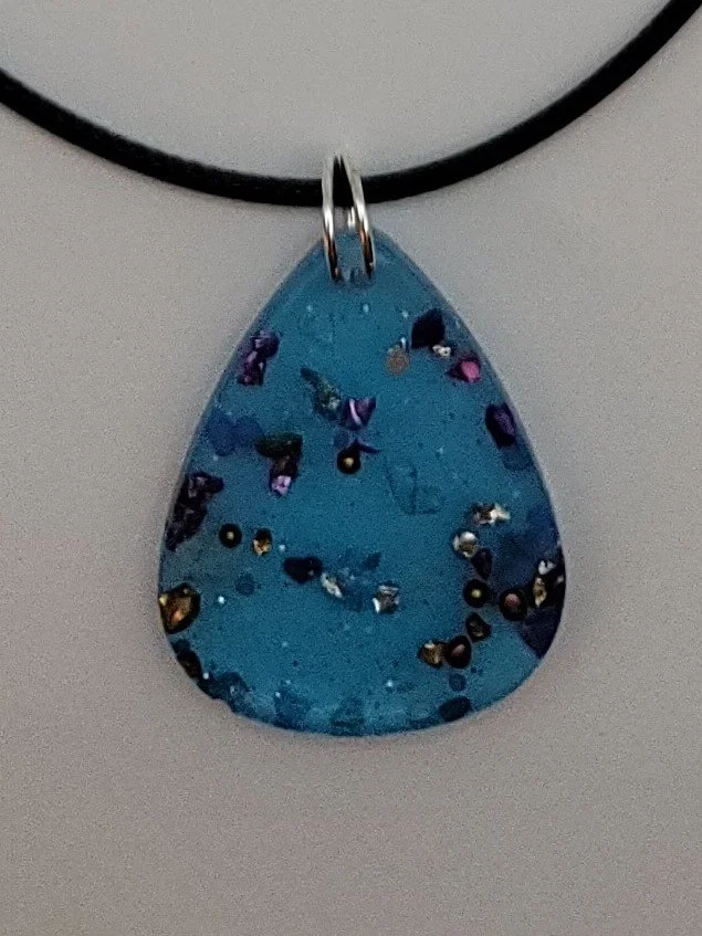 Blue Glitter Multicolor Guitar Pick Necklace