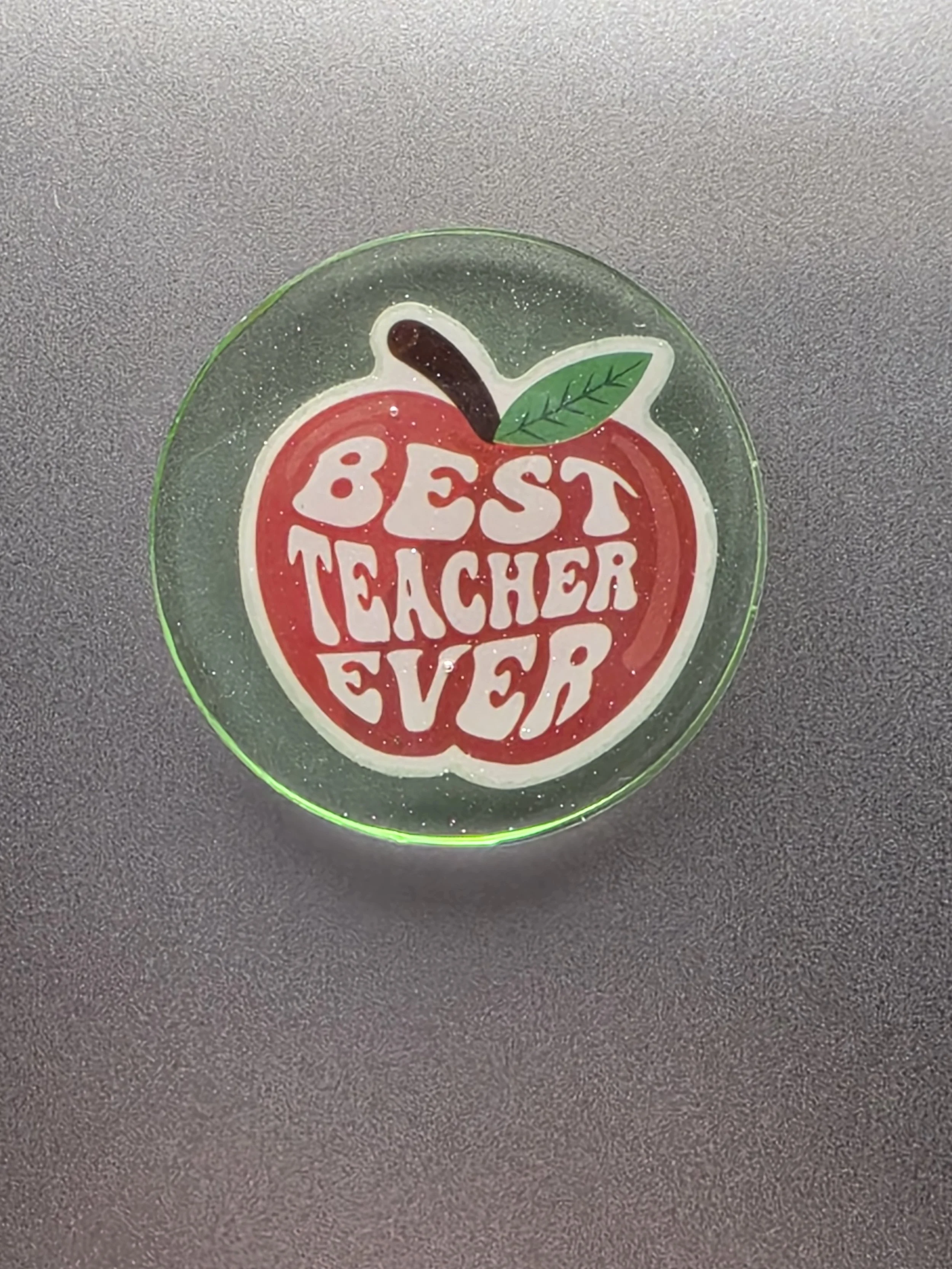 Green "Best Teacher Ever" Apple Magnet