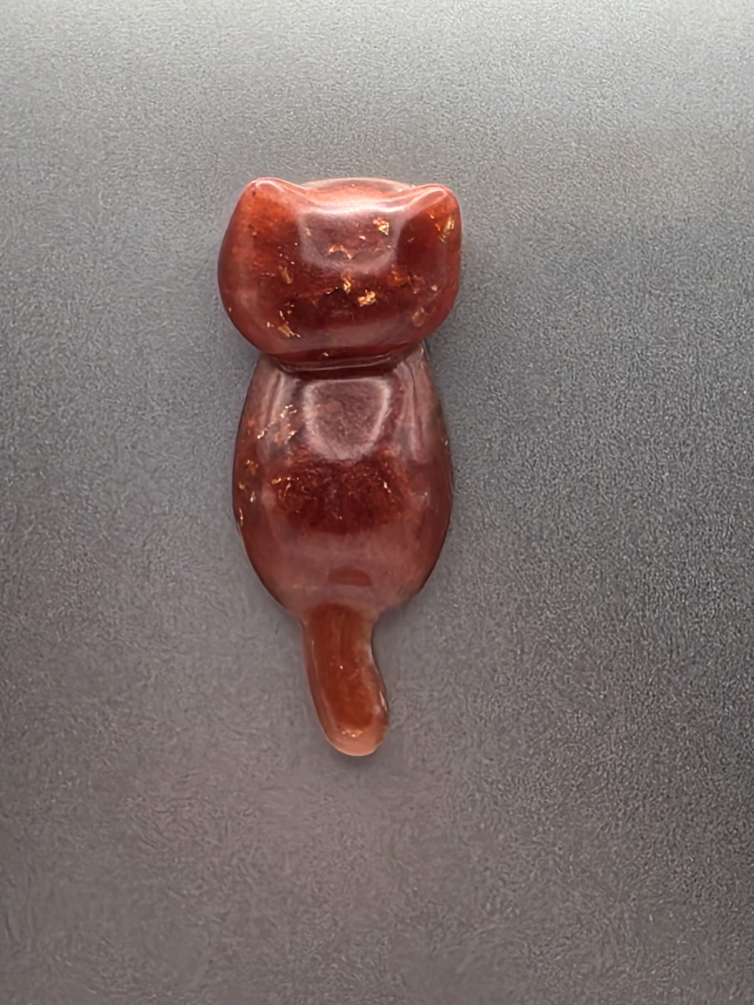 Red With Gold Flake Long Tail Cat Magnet