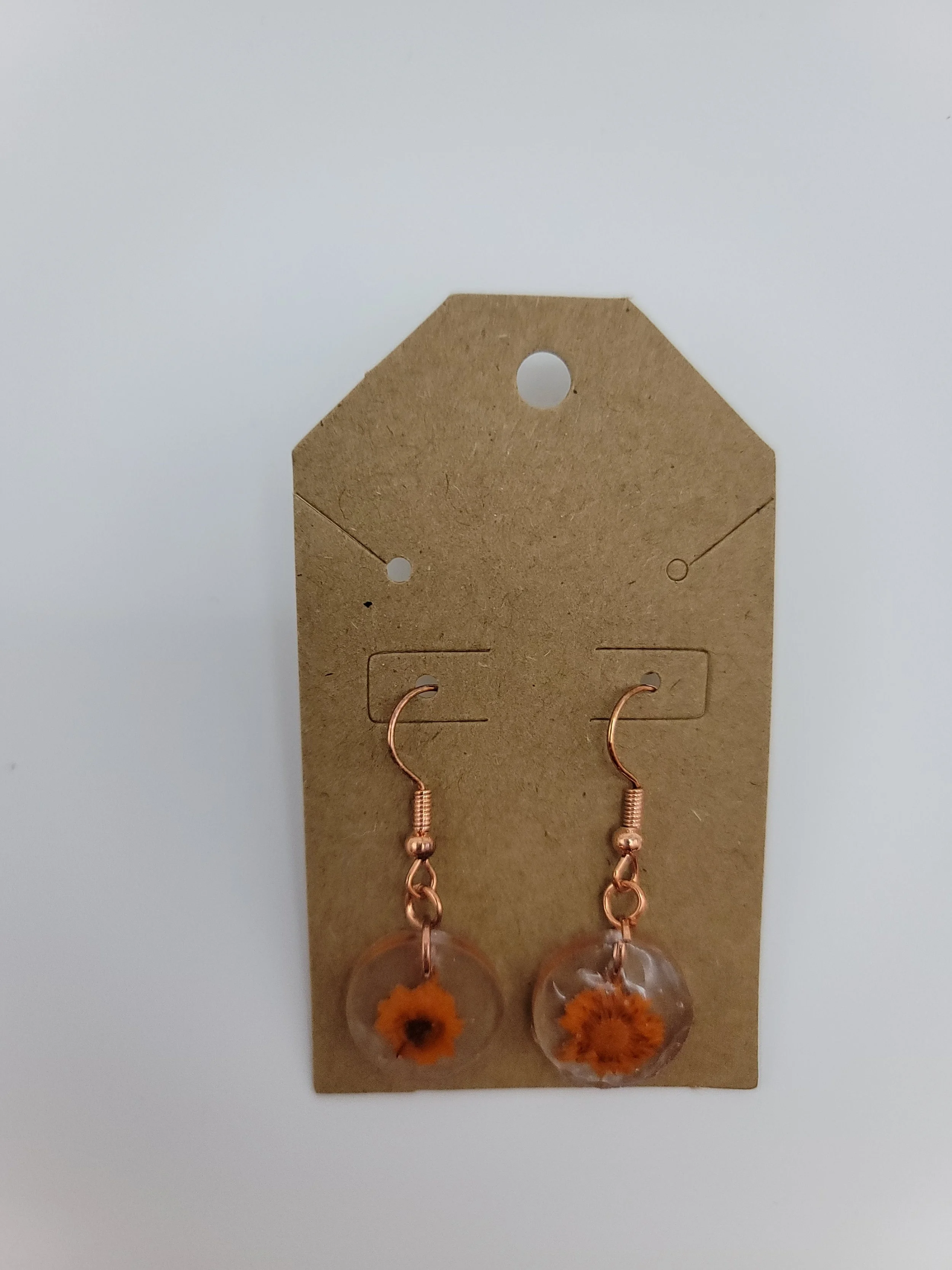 Orange Flower Round Earrings