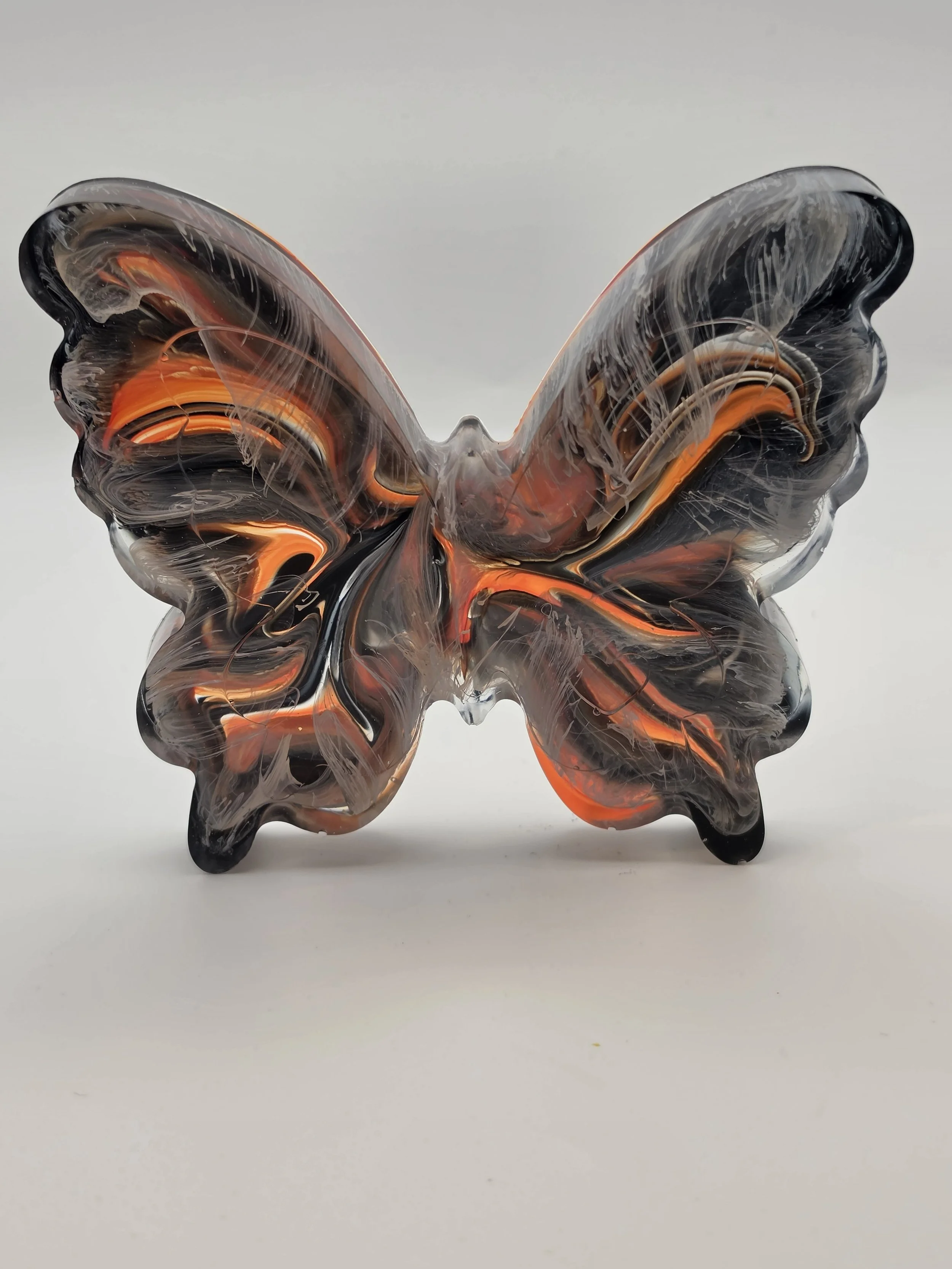 Large Black, Orange & White Swirl Butterfly