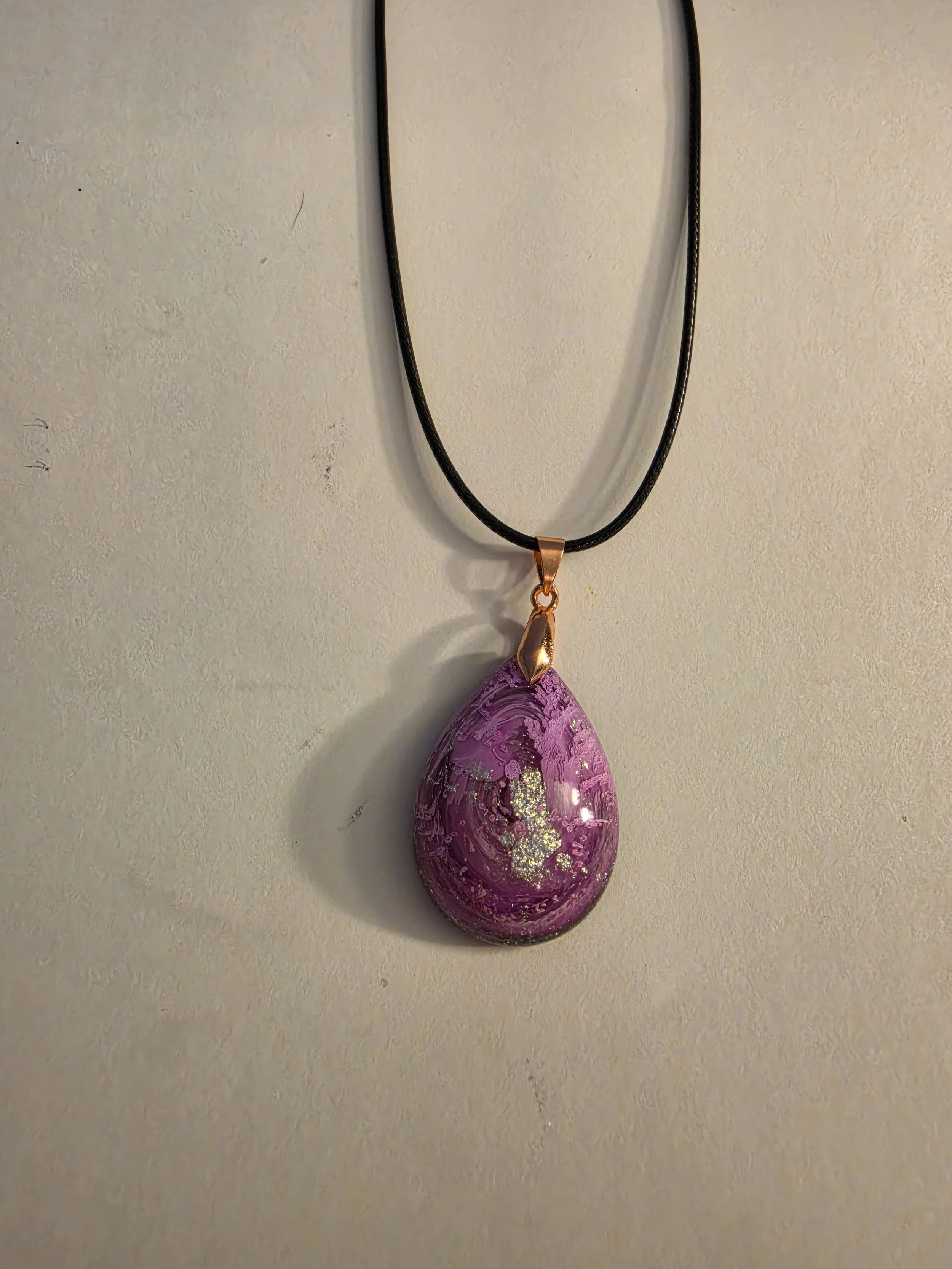 Purple & Silver Shimmer Tear Drop Necklace