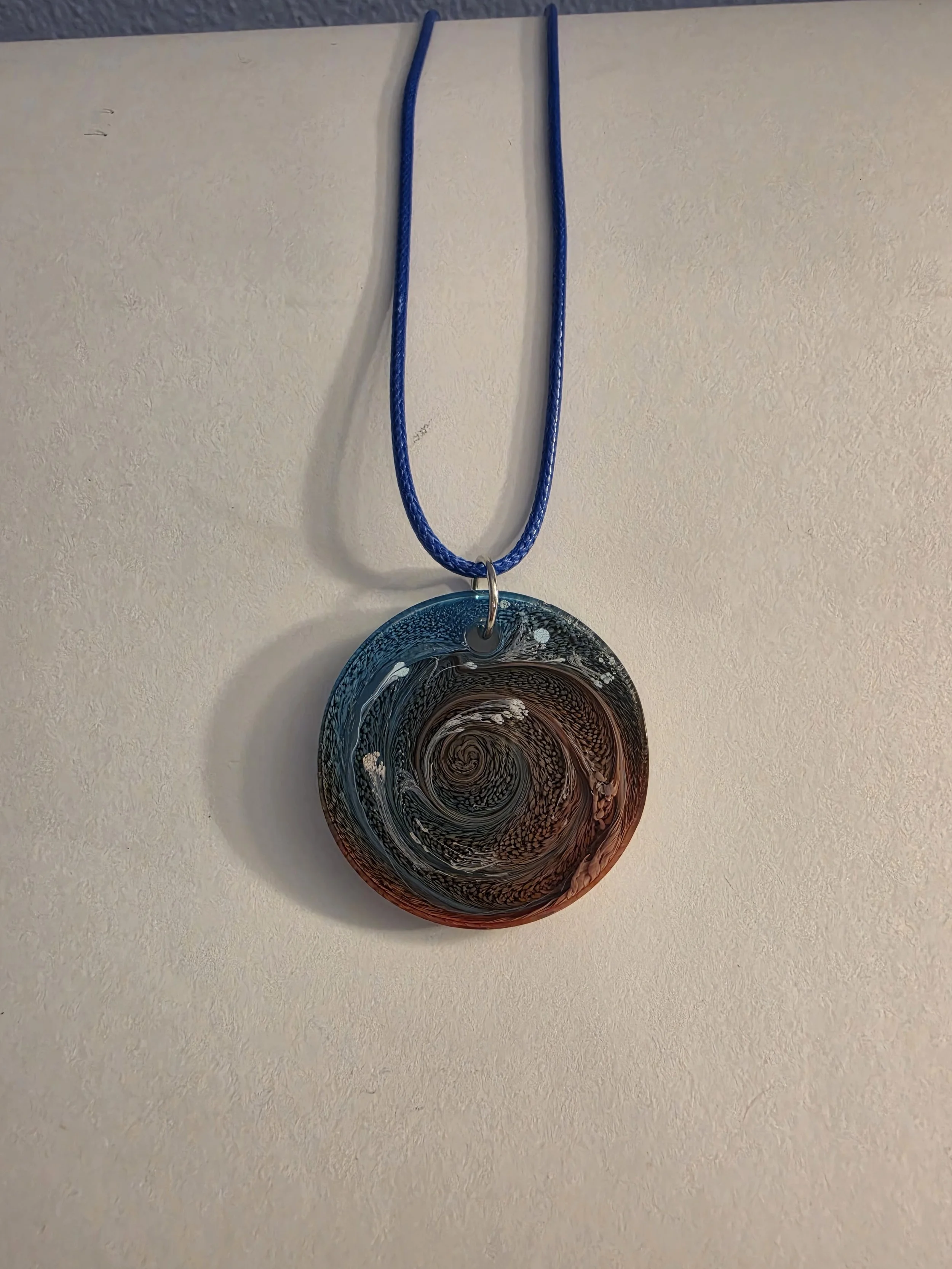 Red, White, & Blue Swirl Round Necklace
