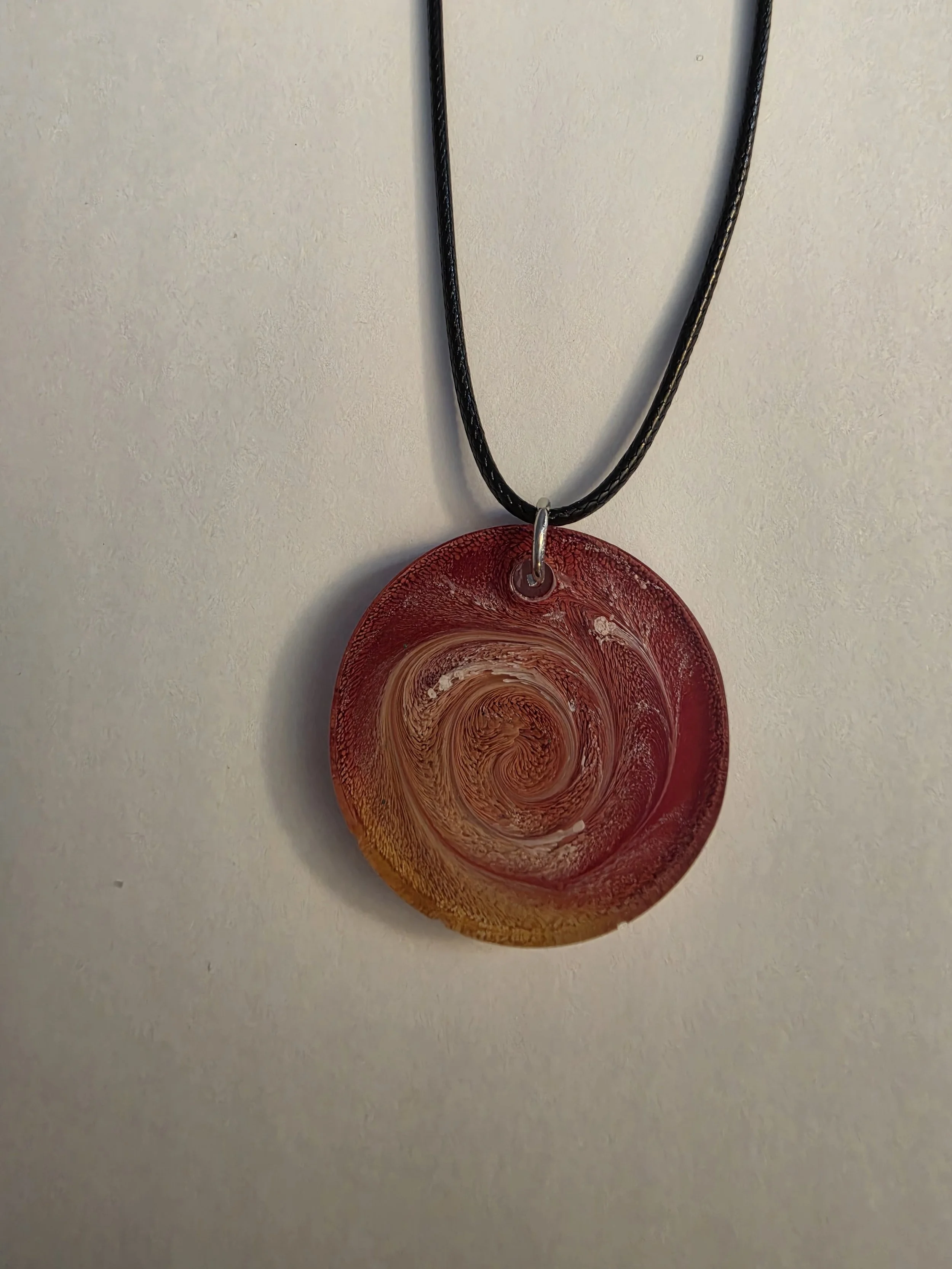 Red Yellow Swirl Round Necklace