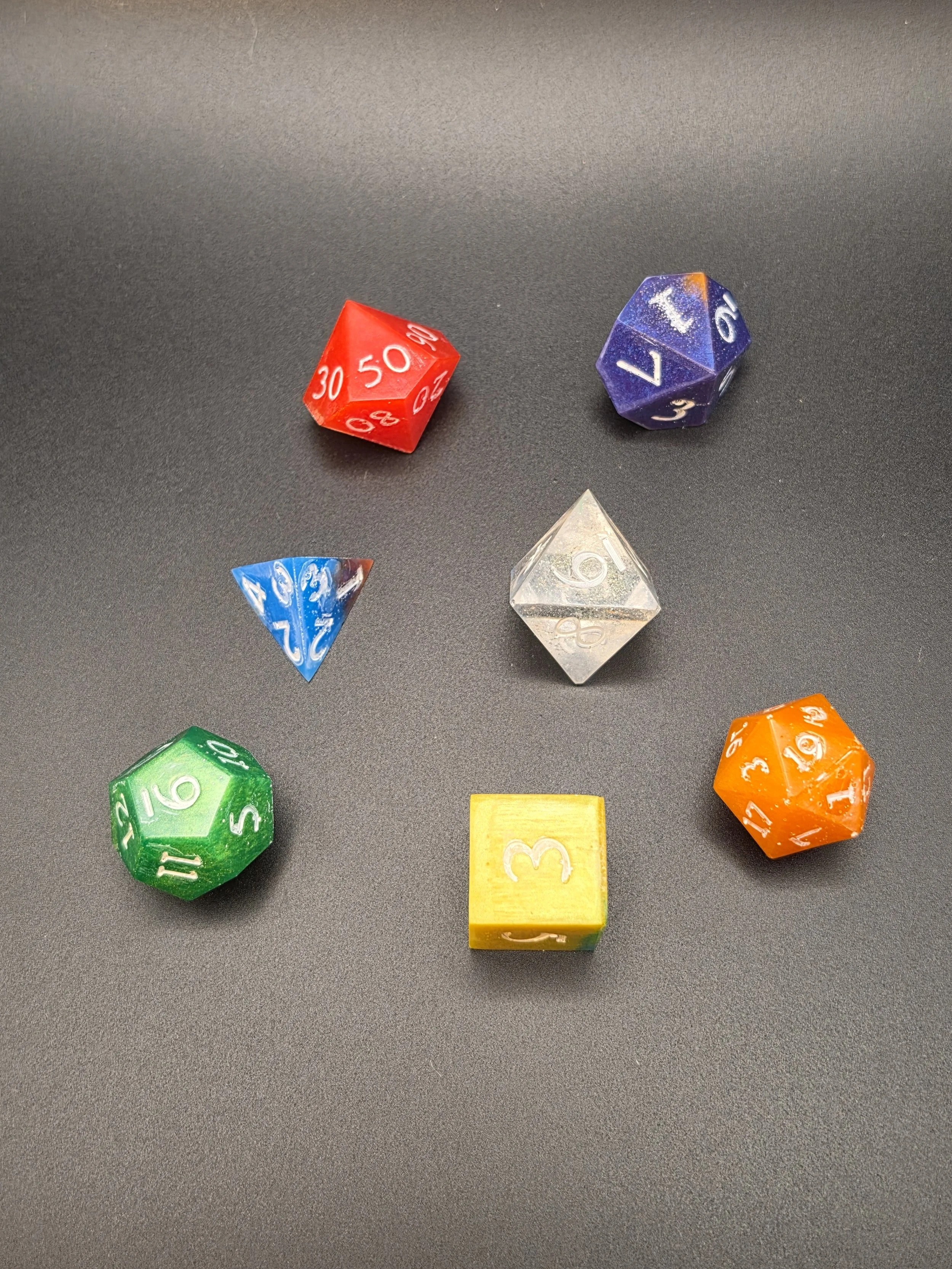 Infinity Stone Inspired Epoxy Resin Dice- Set of 7