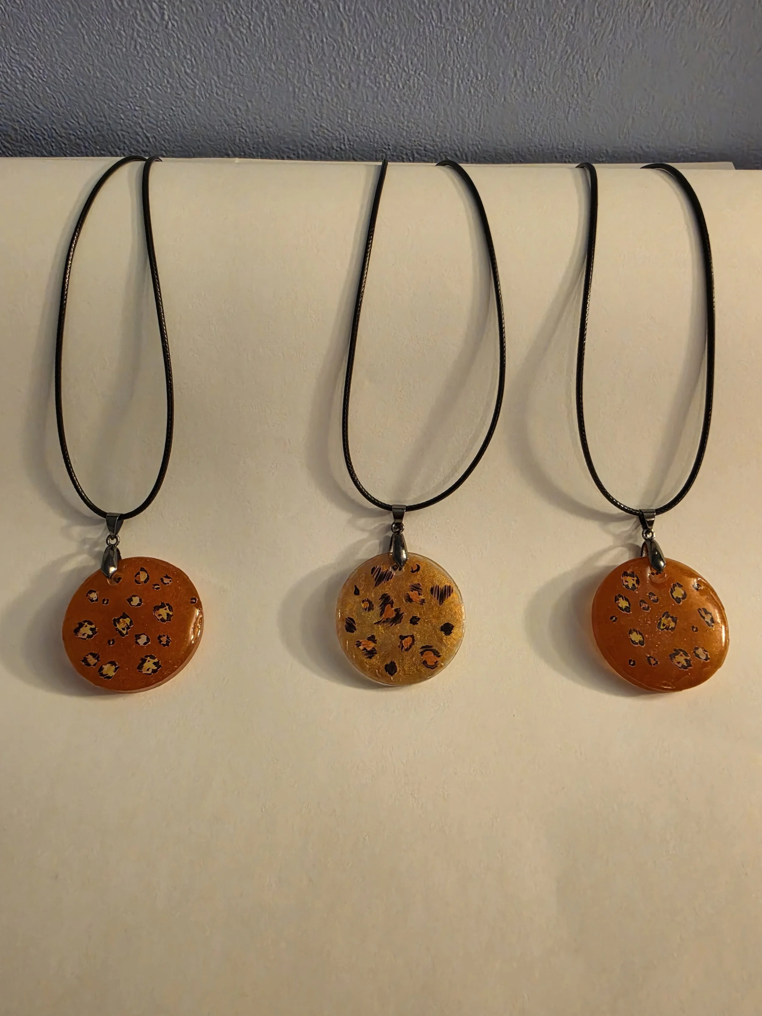 Orange & Gold Animal Print Round Necklace