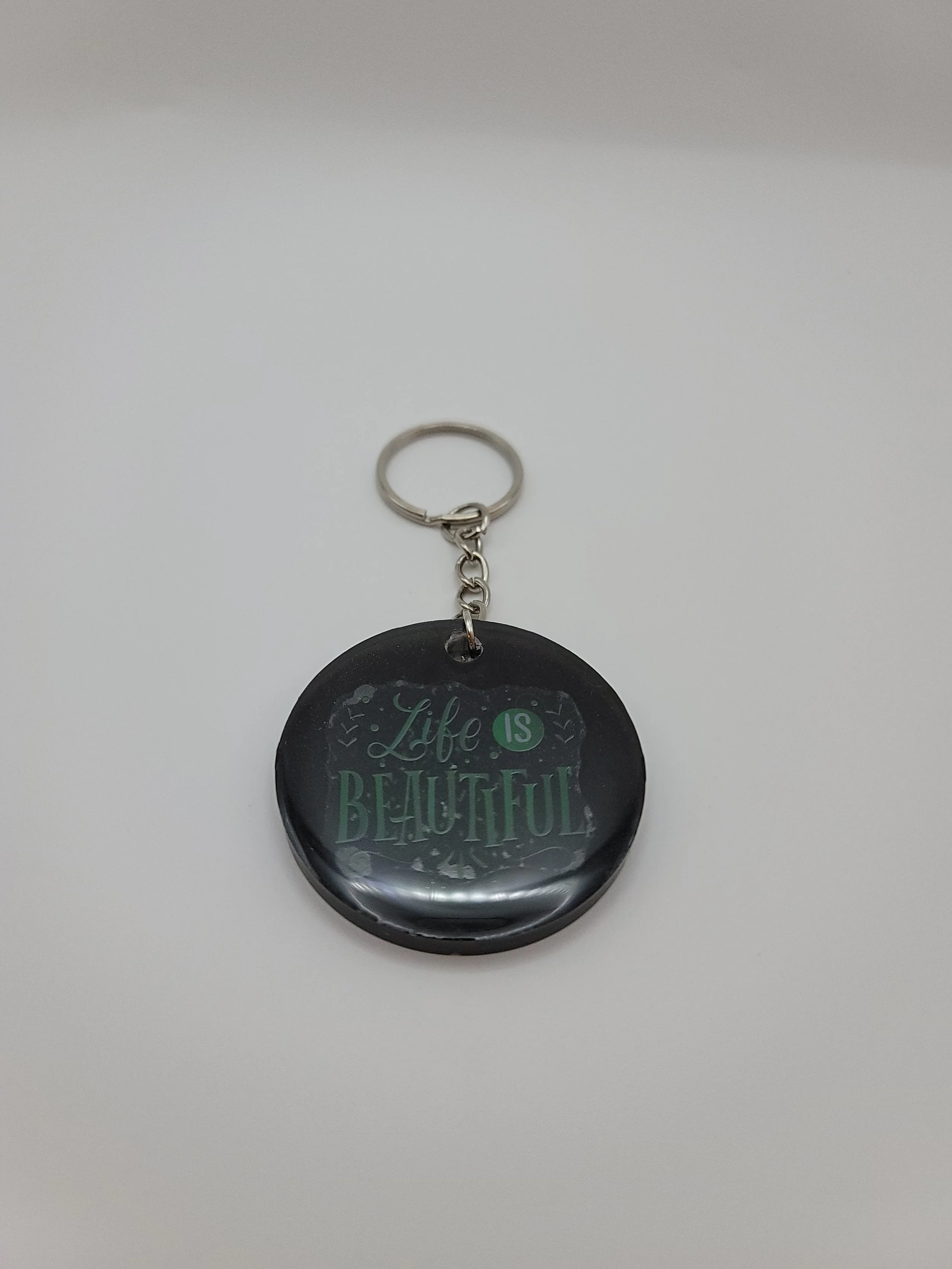 "Life is Beautiful" Black Keychain