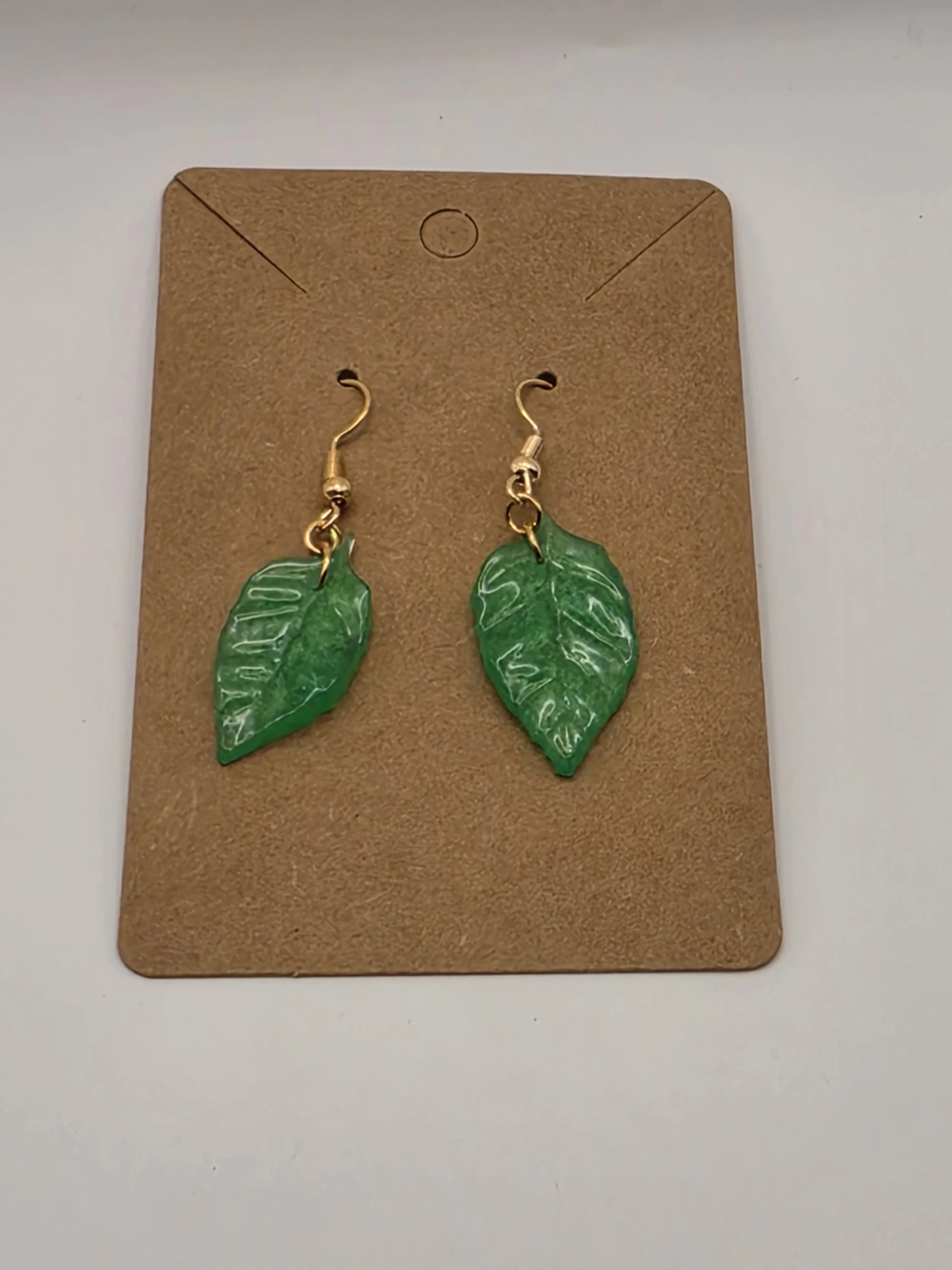 Large Leaf With Gold Hoops Earrings