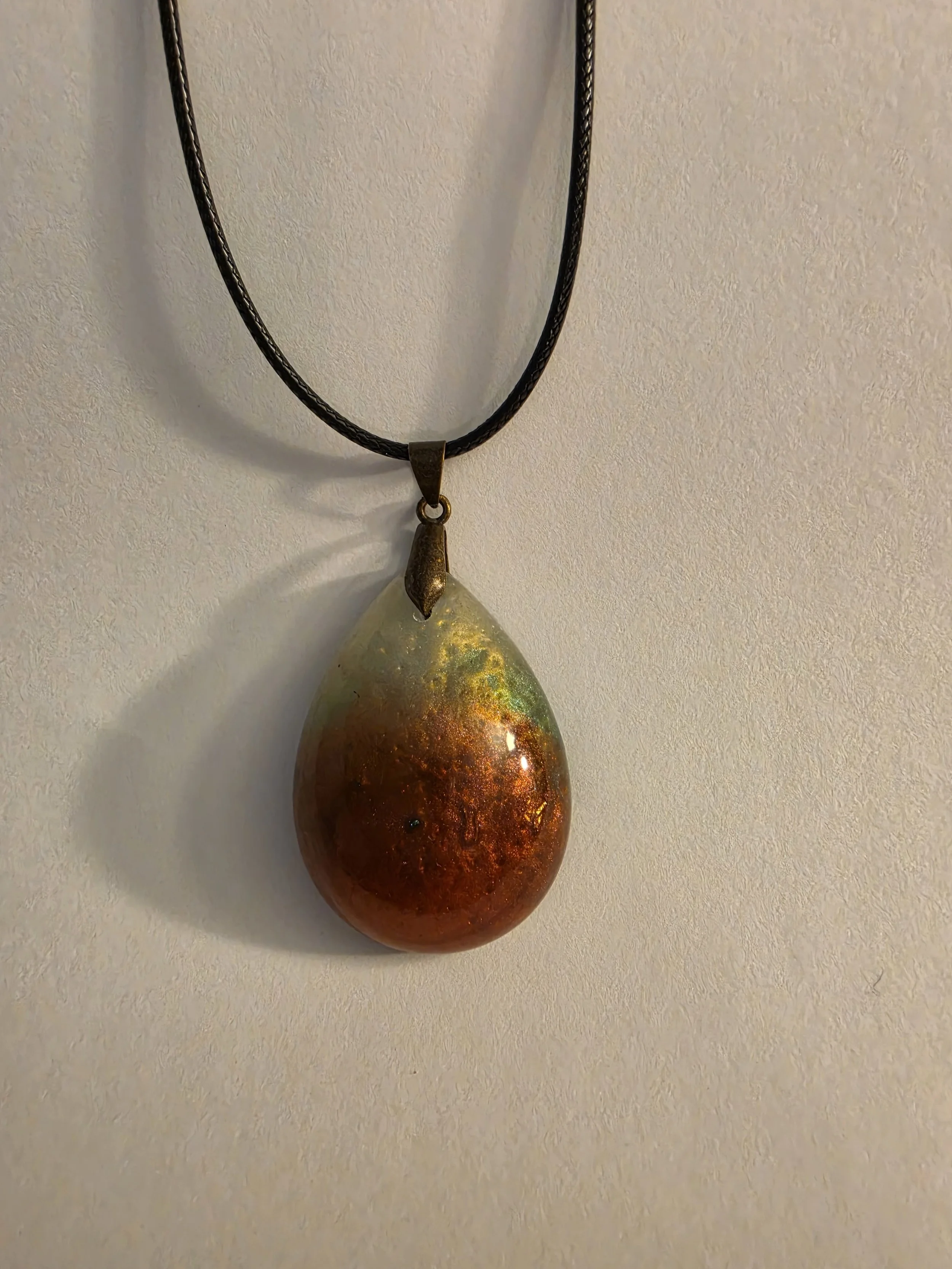Gold, Red & Green Tear Drop Necklace