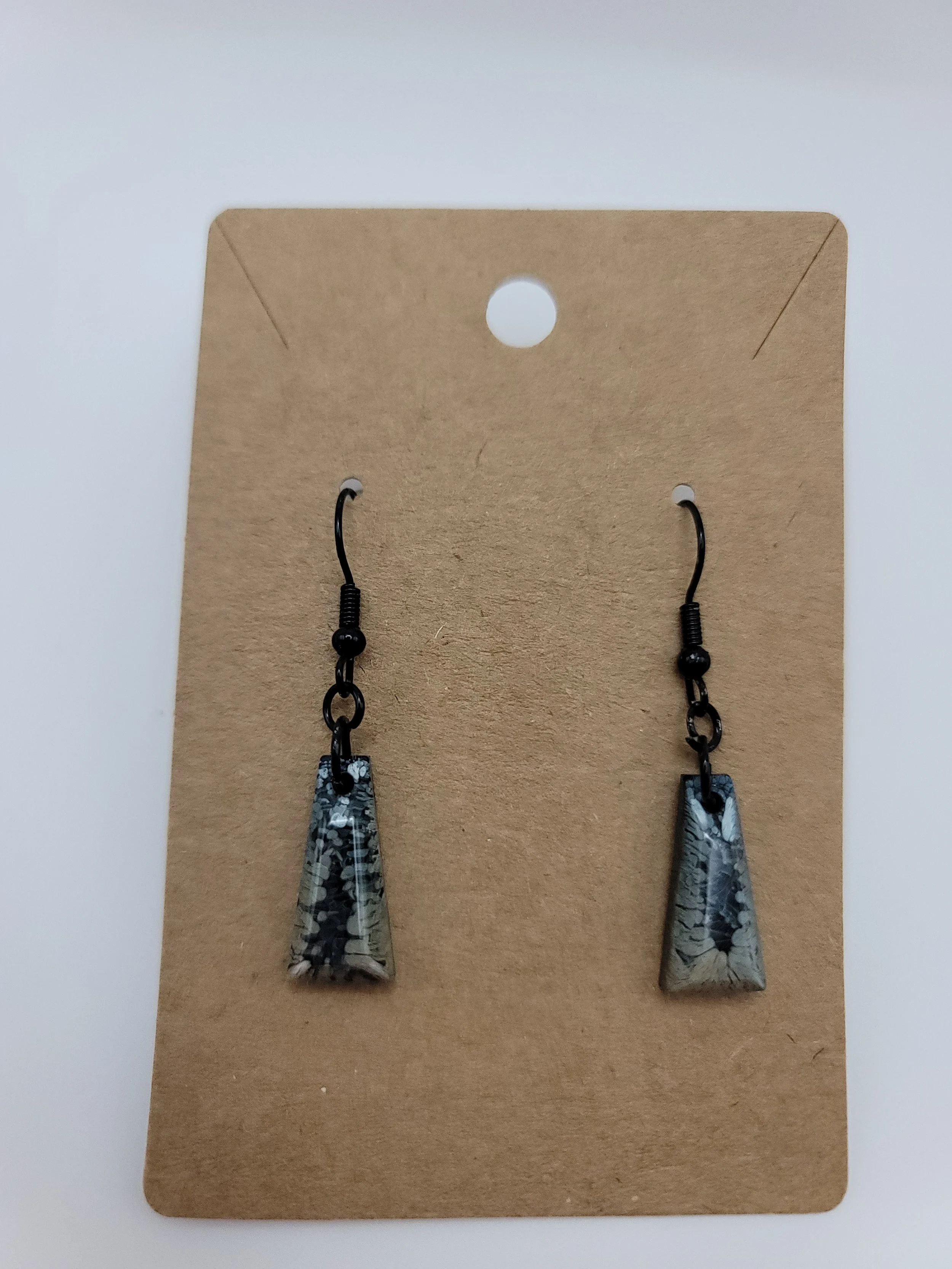 Black & White Crackle Drop Earrings