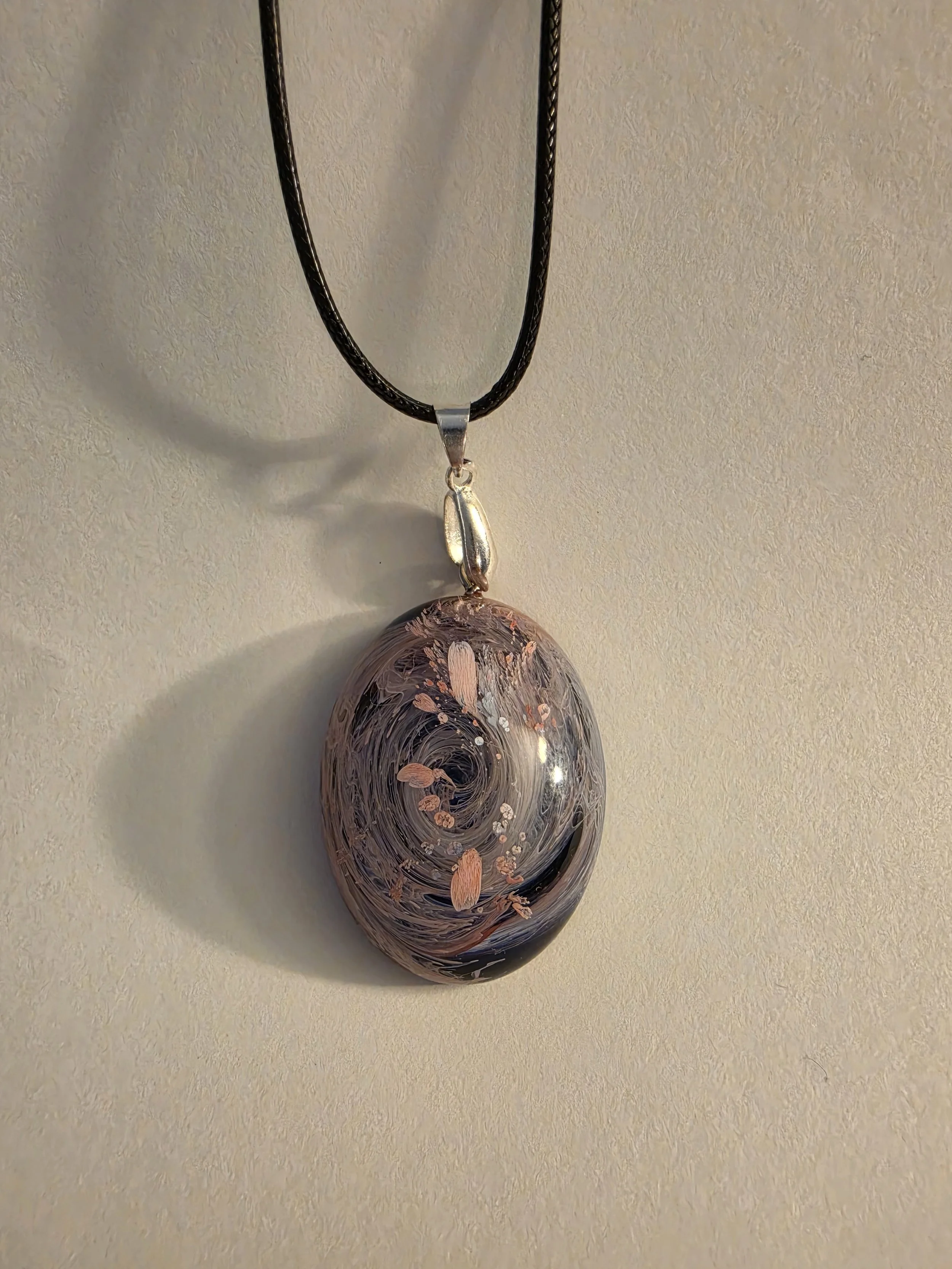Red & Blue Swirl Oval Necklace