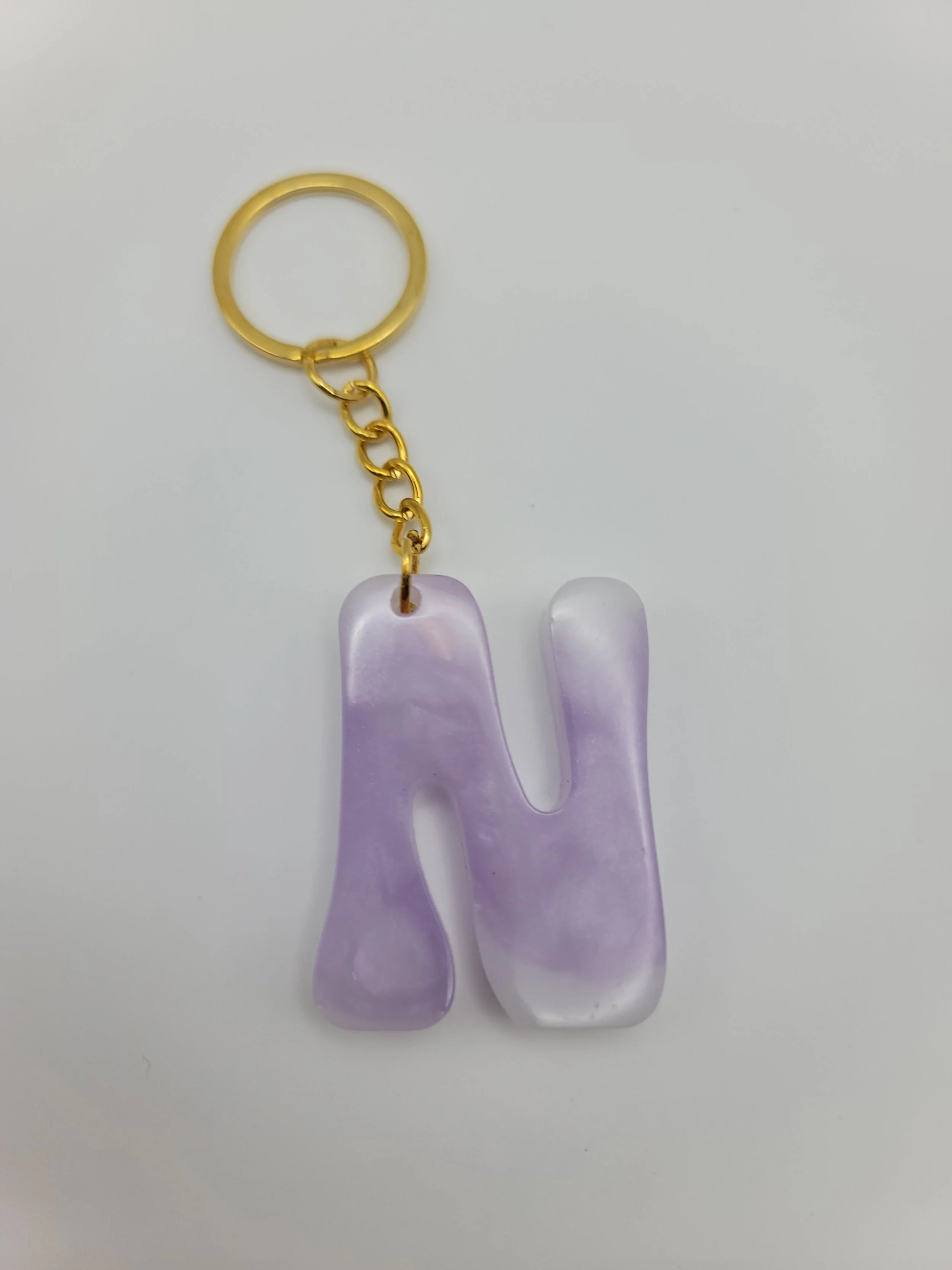 "N" Purple & White Keychain