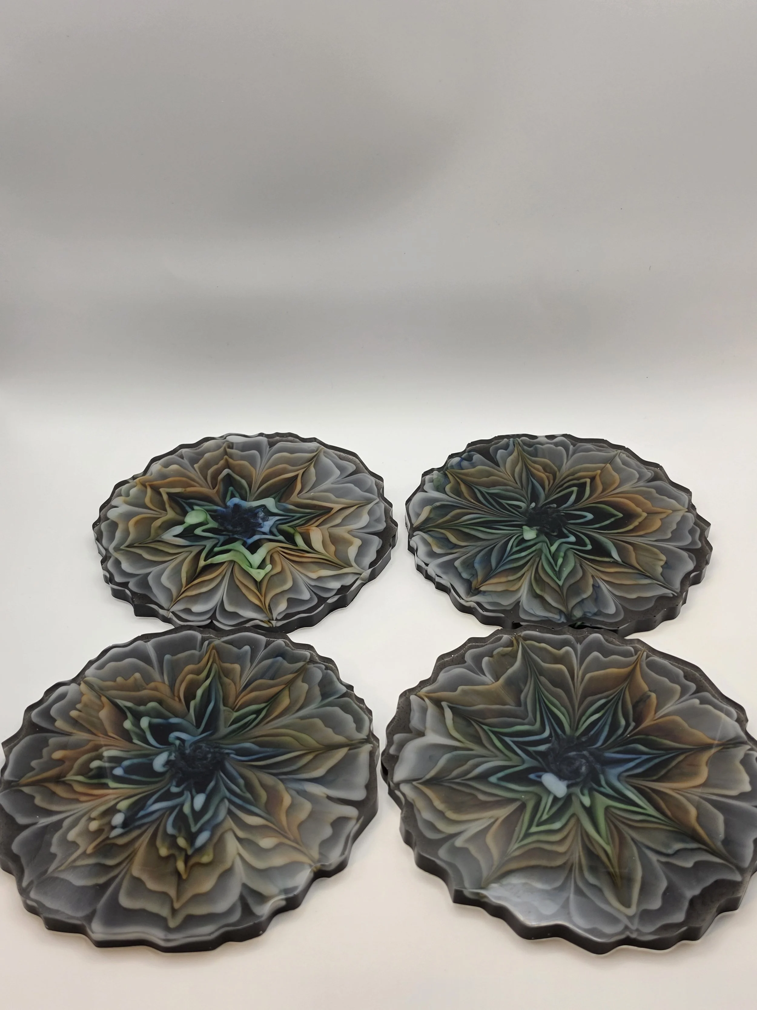 Black Bloom Agate Coaster Set