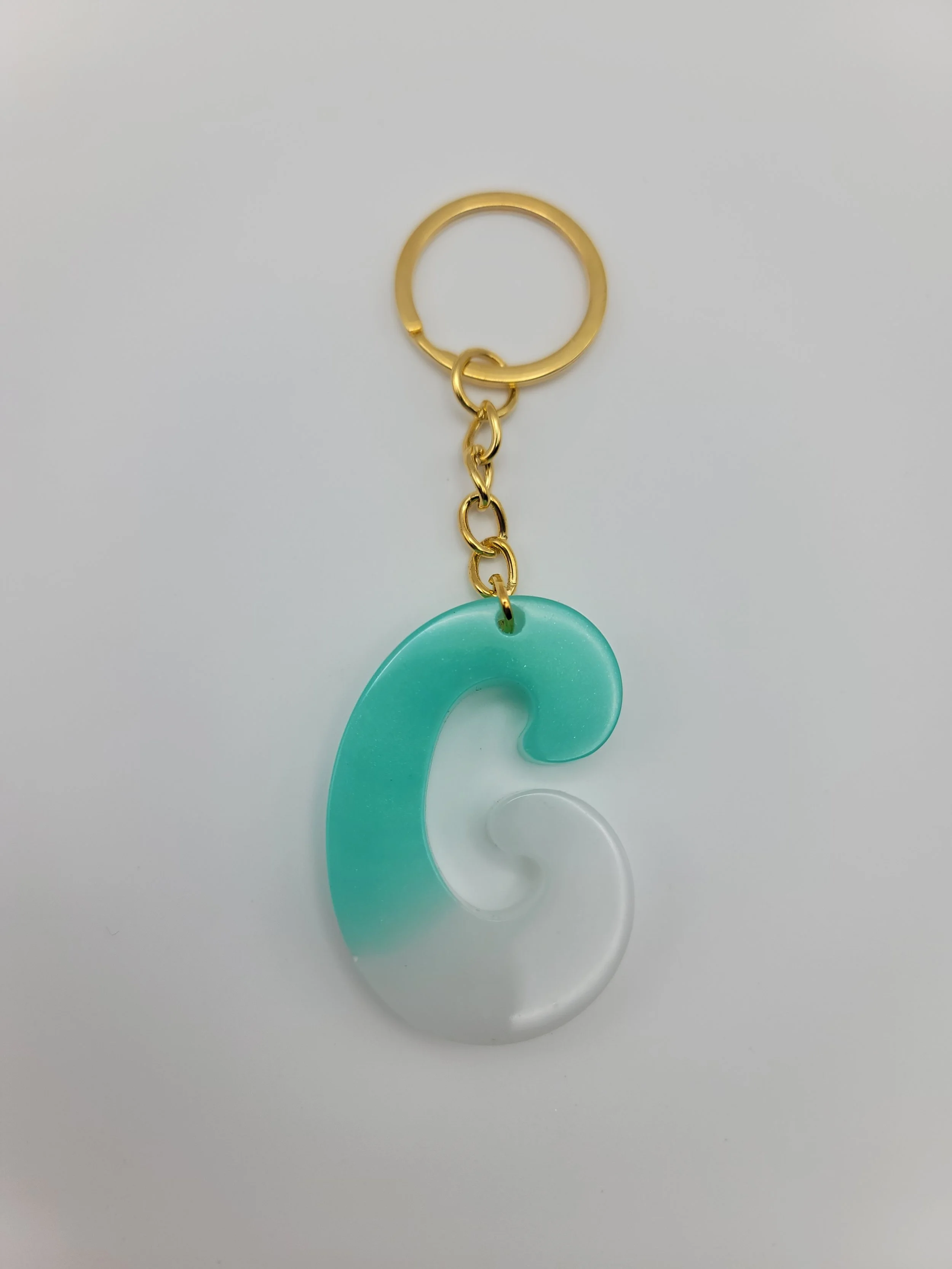 "G" Green & White Keychain