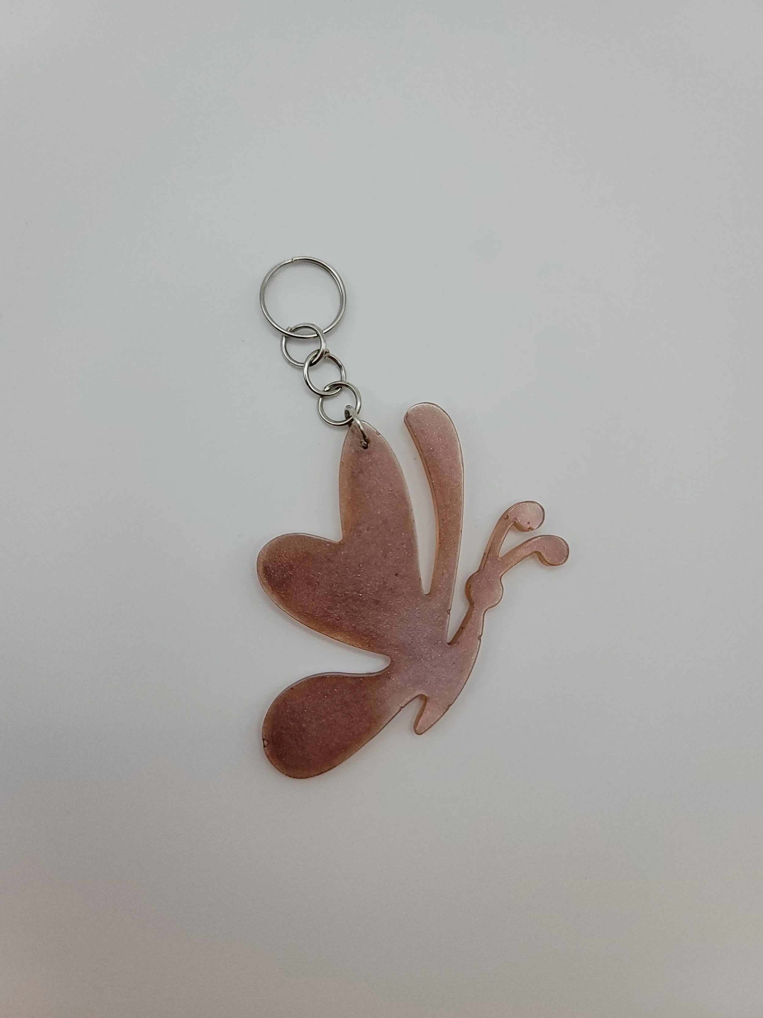 Shimmery Mauve Sideview Butterfly Keychain