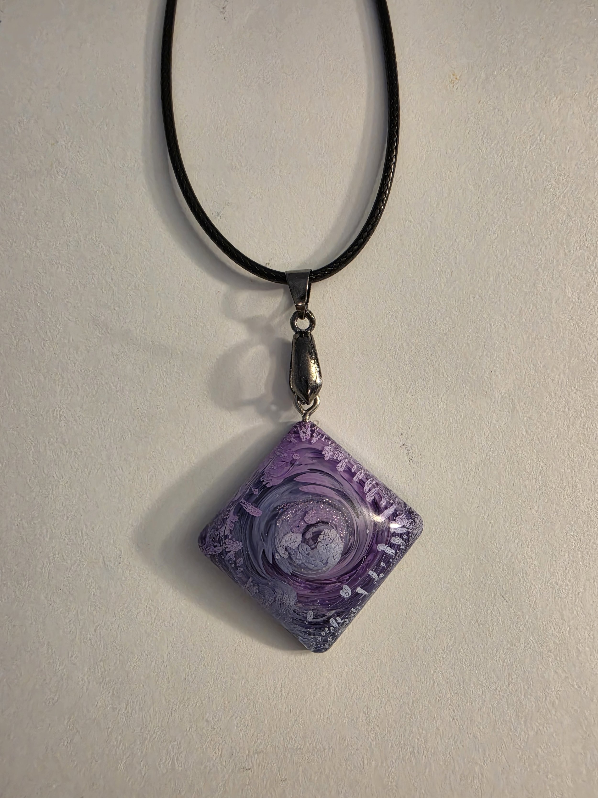 Purple Swirl Diamond Shaped Necklace