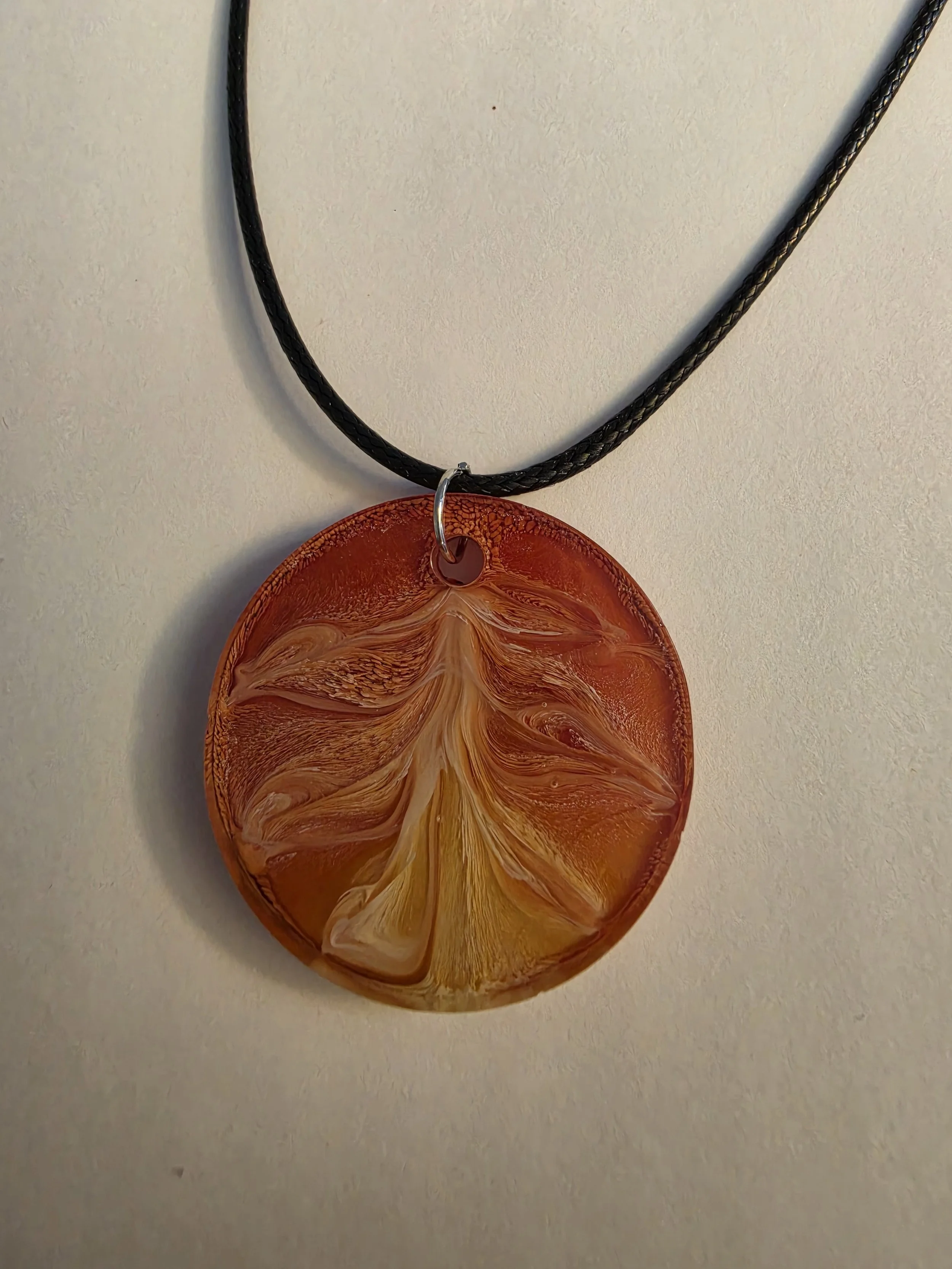 Orange Yellow Swirl Round Necklace