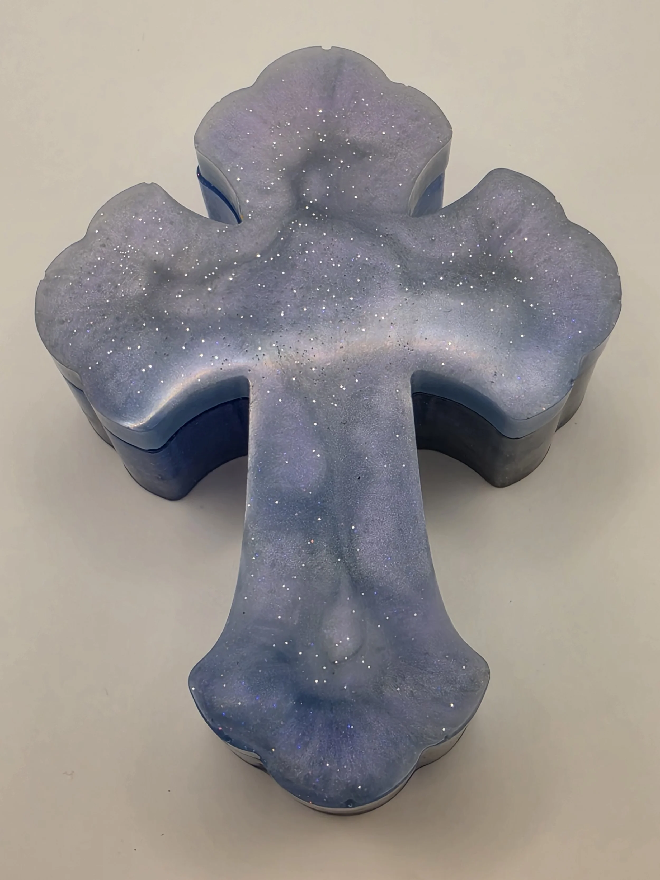 Blue Sparkle Cross Jar