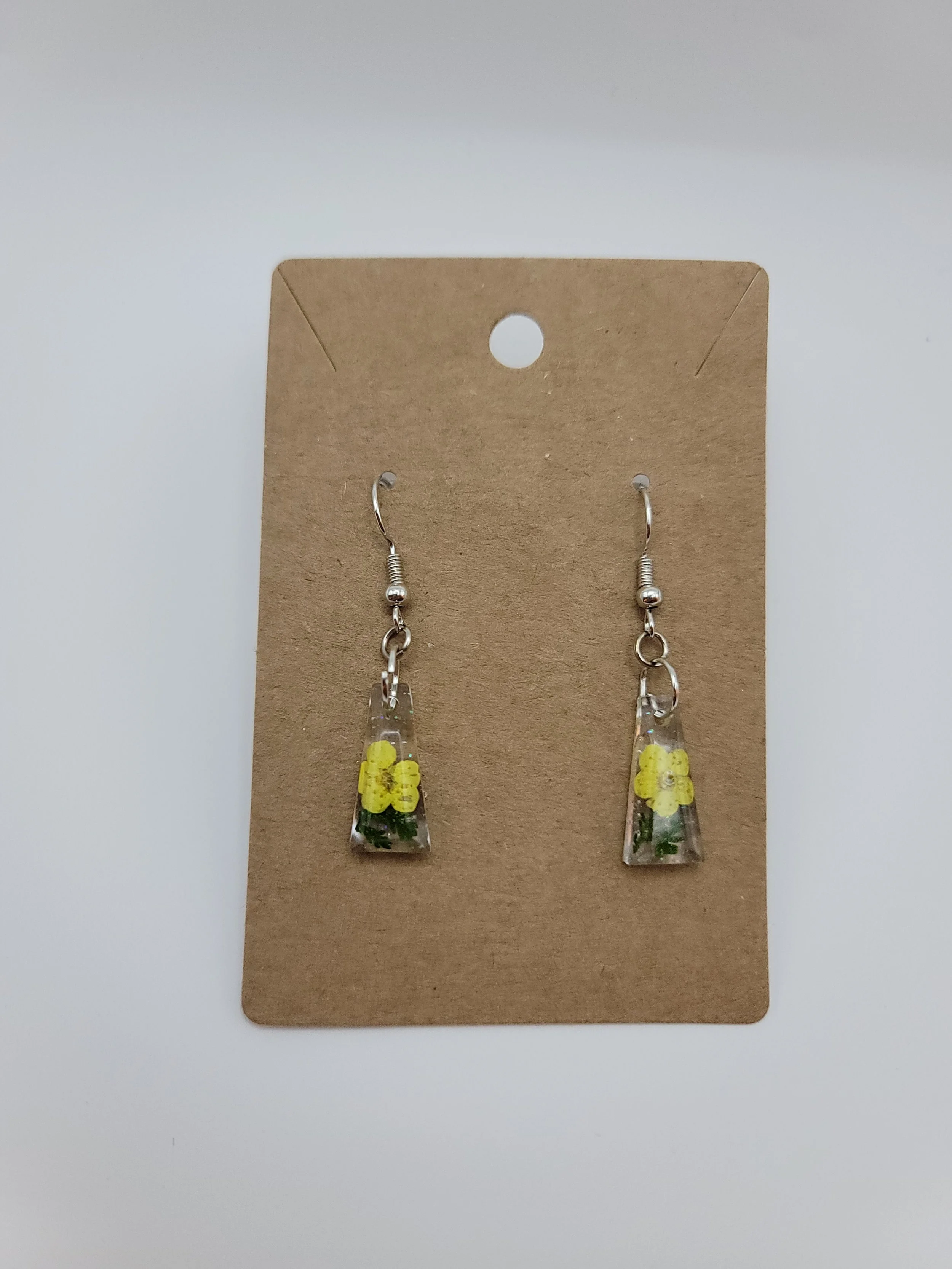 Yellow Flower Drop Earrings
