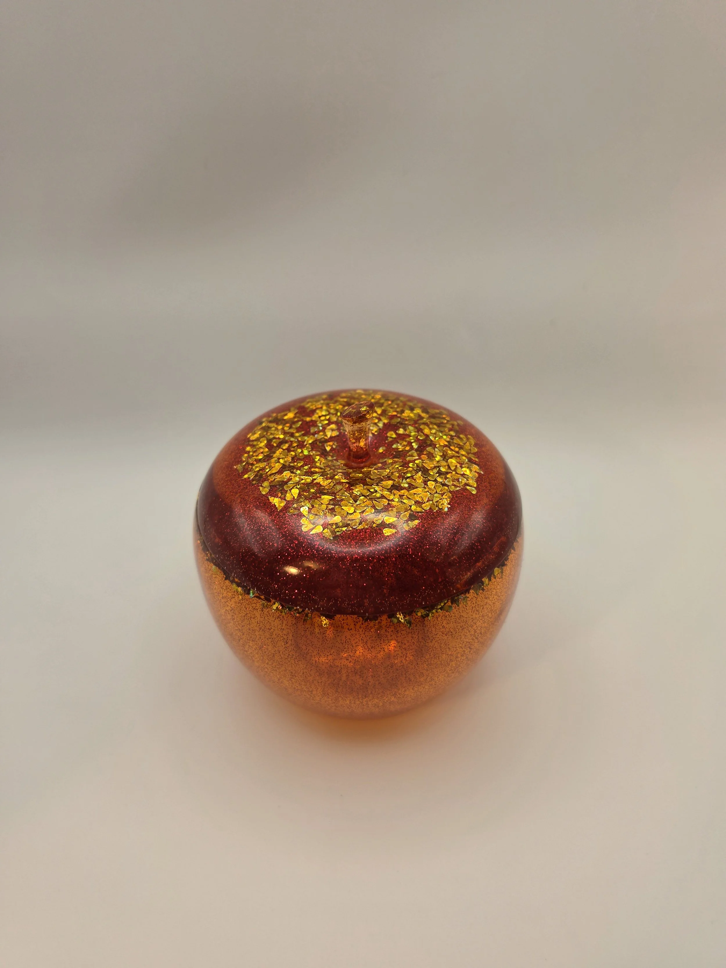 Sparlking Red with Gold Glitter Apple Jar