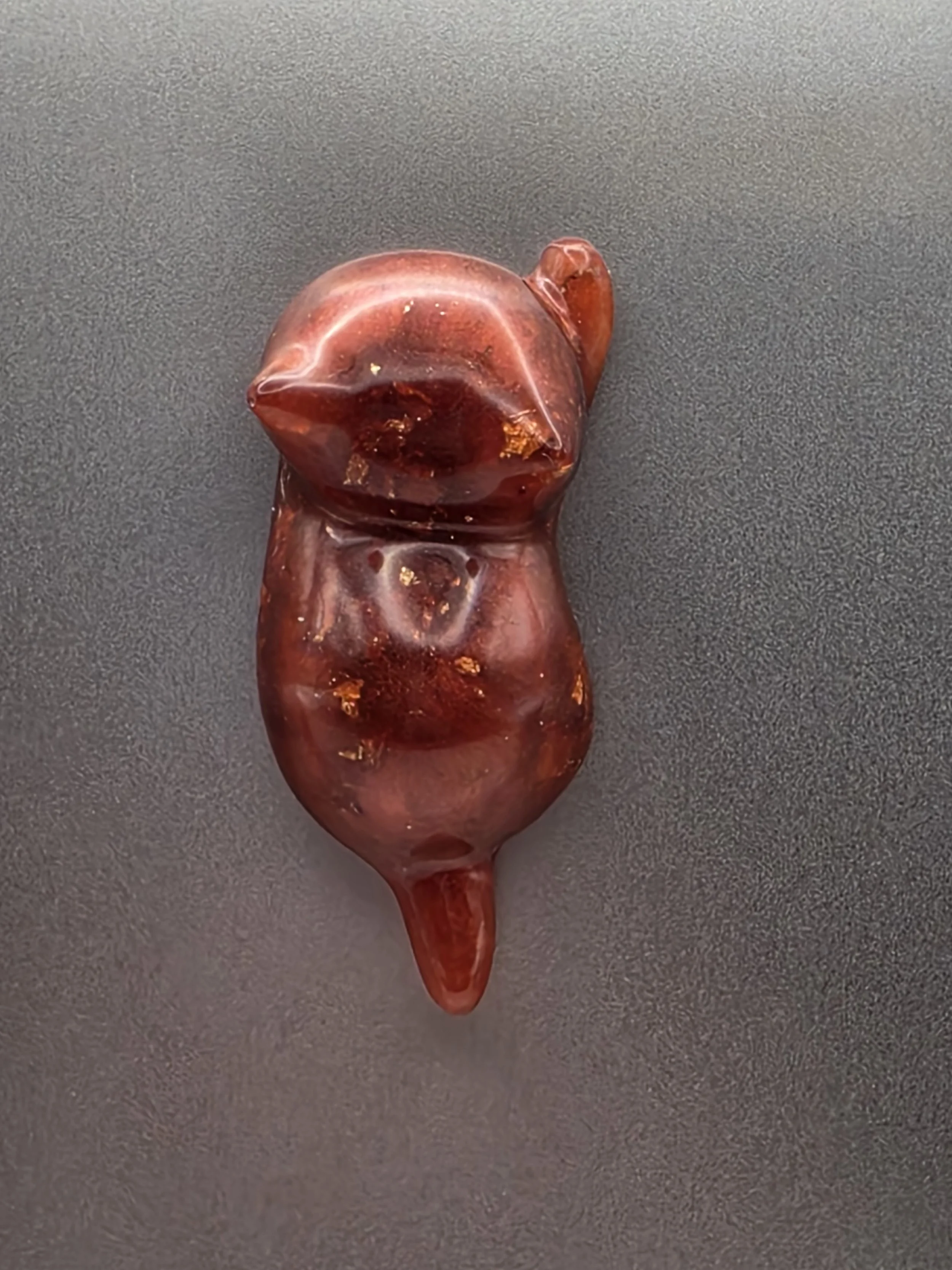 Red With Gold Flake Short Tail Cat Magnet