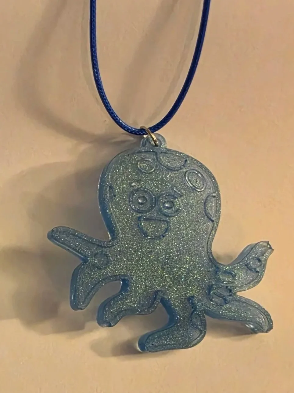 Blue Glitter Octupus Neckace