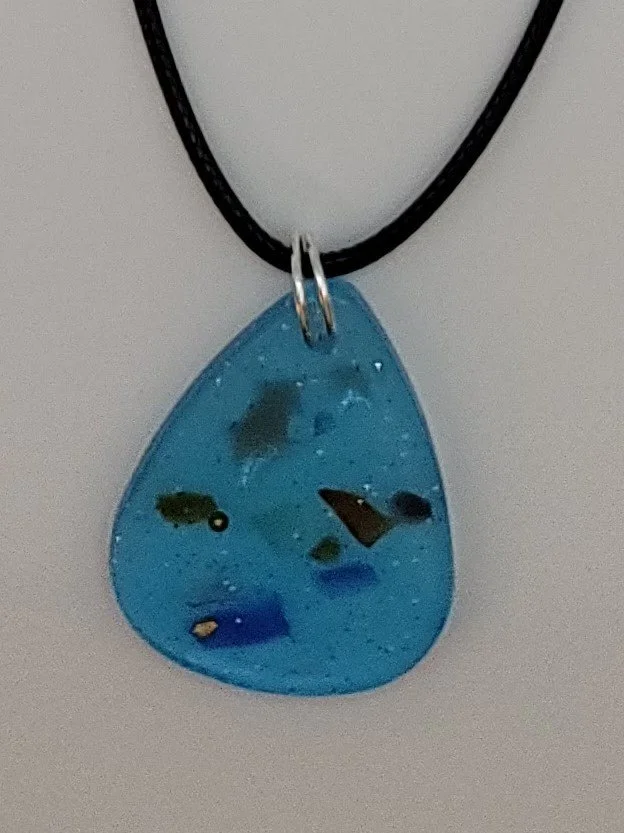 Blue Glitter Guitar Pick Necklace