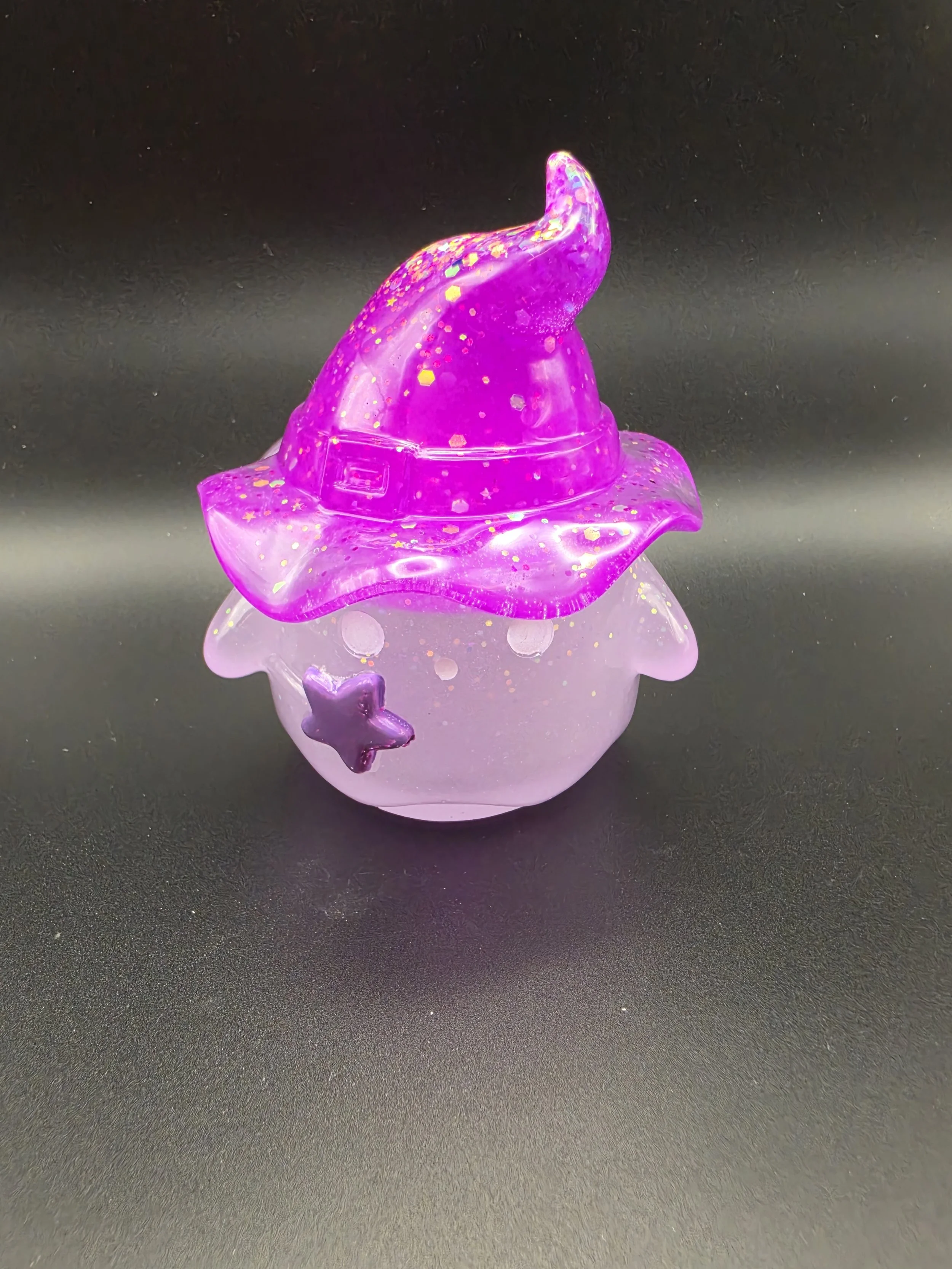 Glow in the Dark White & Purple Glitter Ghost Jar