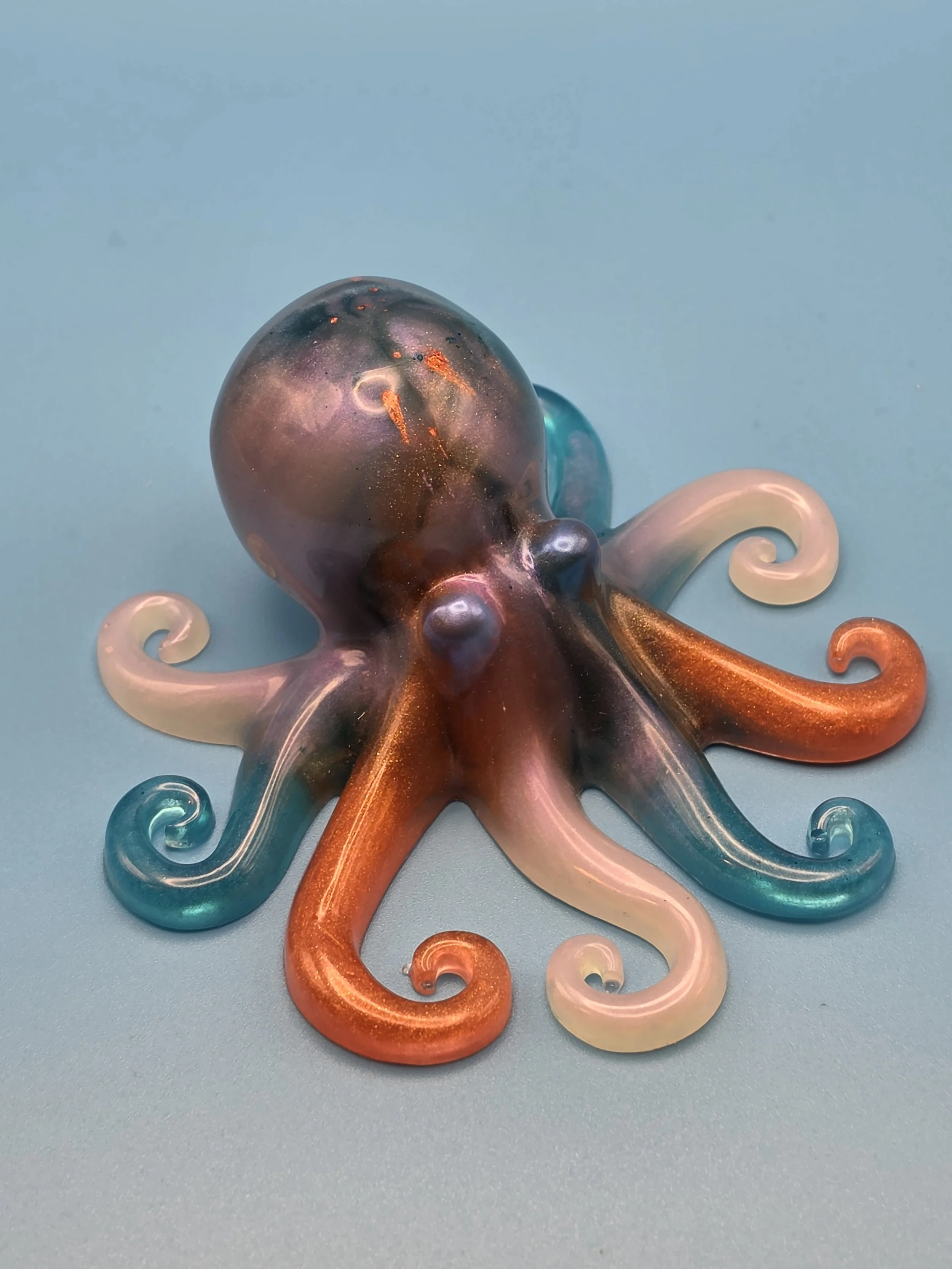 Coral Blue & White Octopus