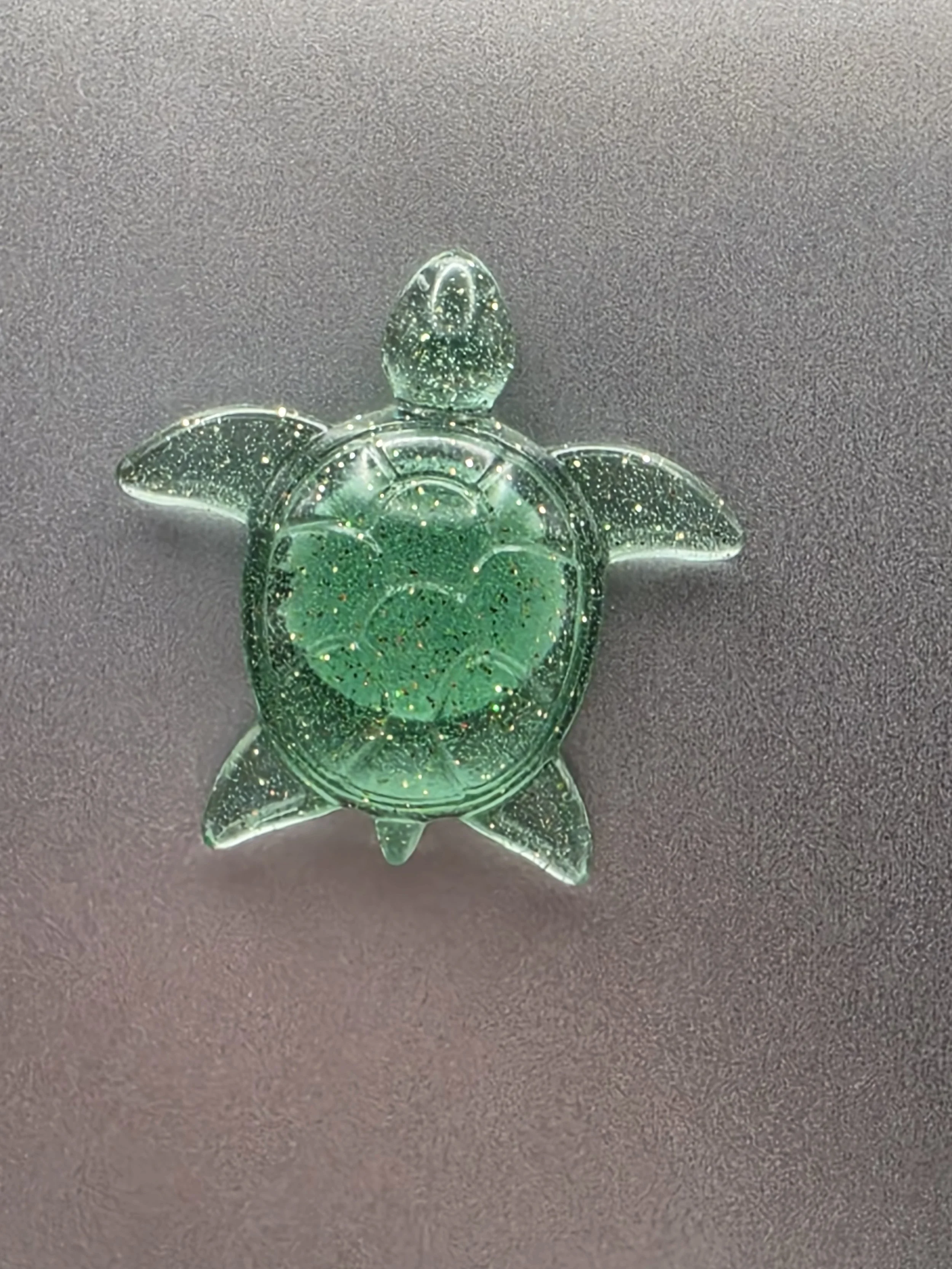Clear Green Sparkle Turtle Magnet