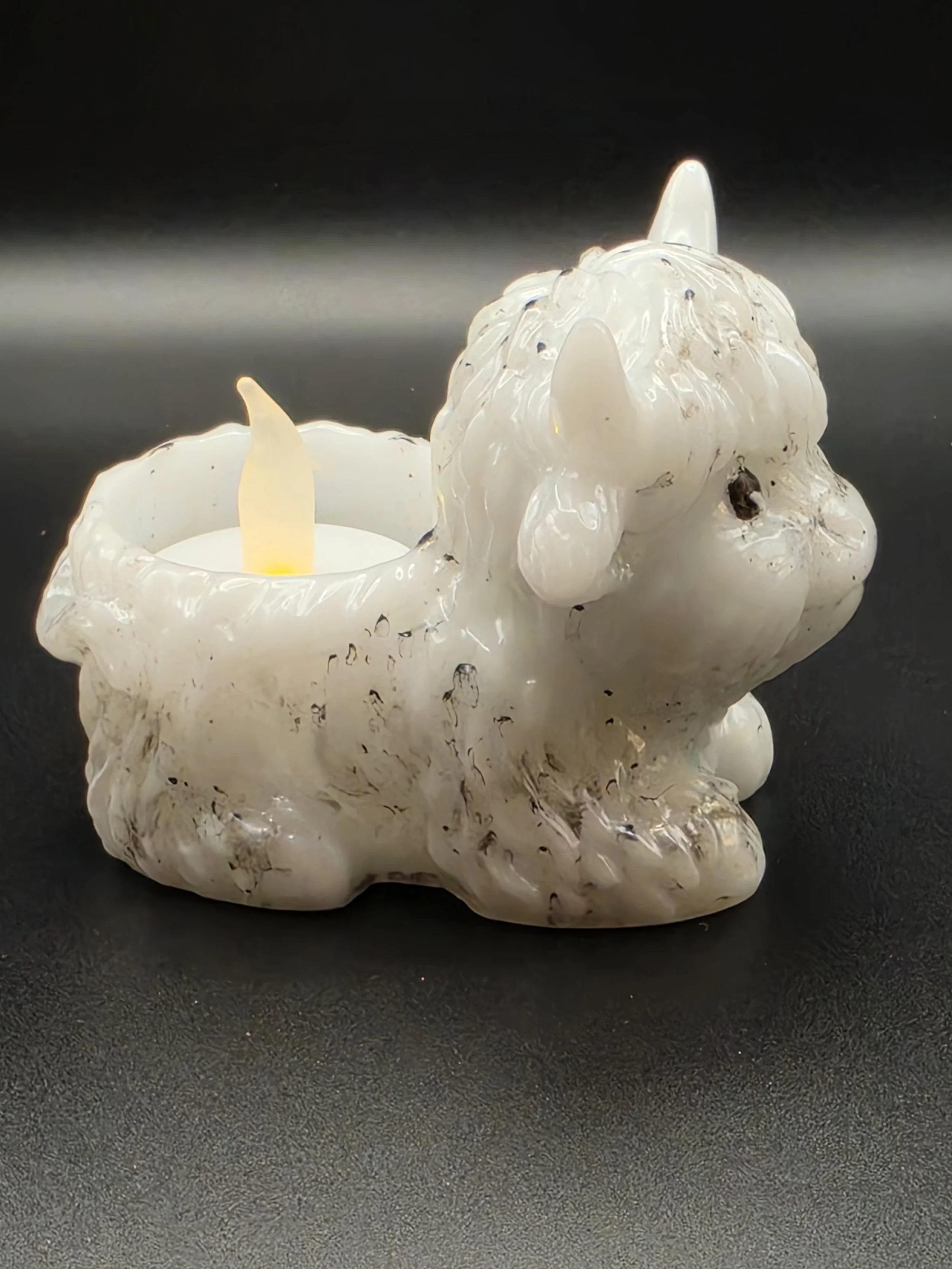 White & Black Highland Cow Votive