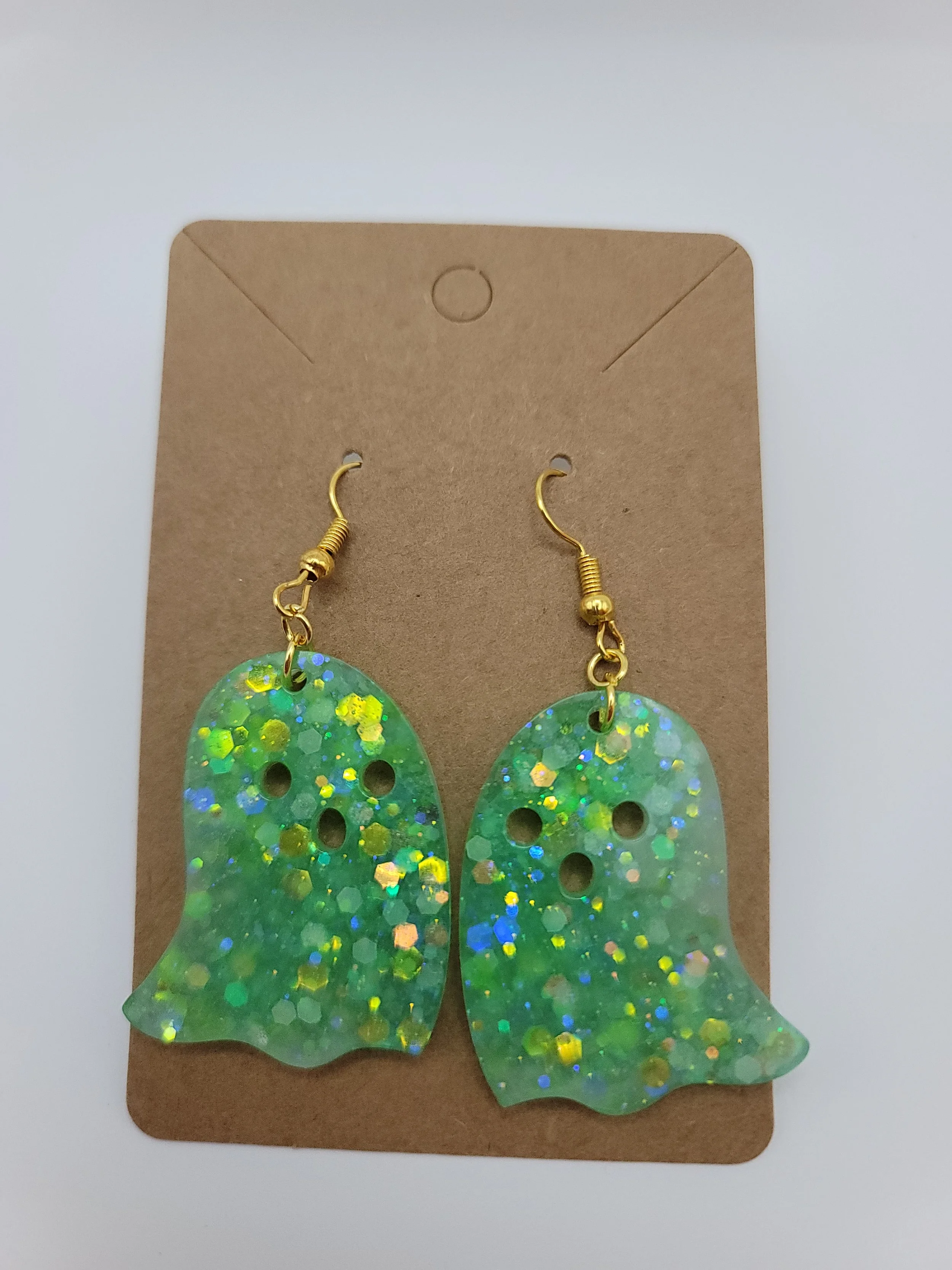 Glow in the Dark Ghost Green Glitter Earrings