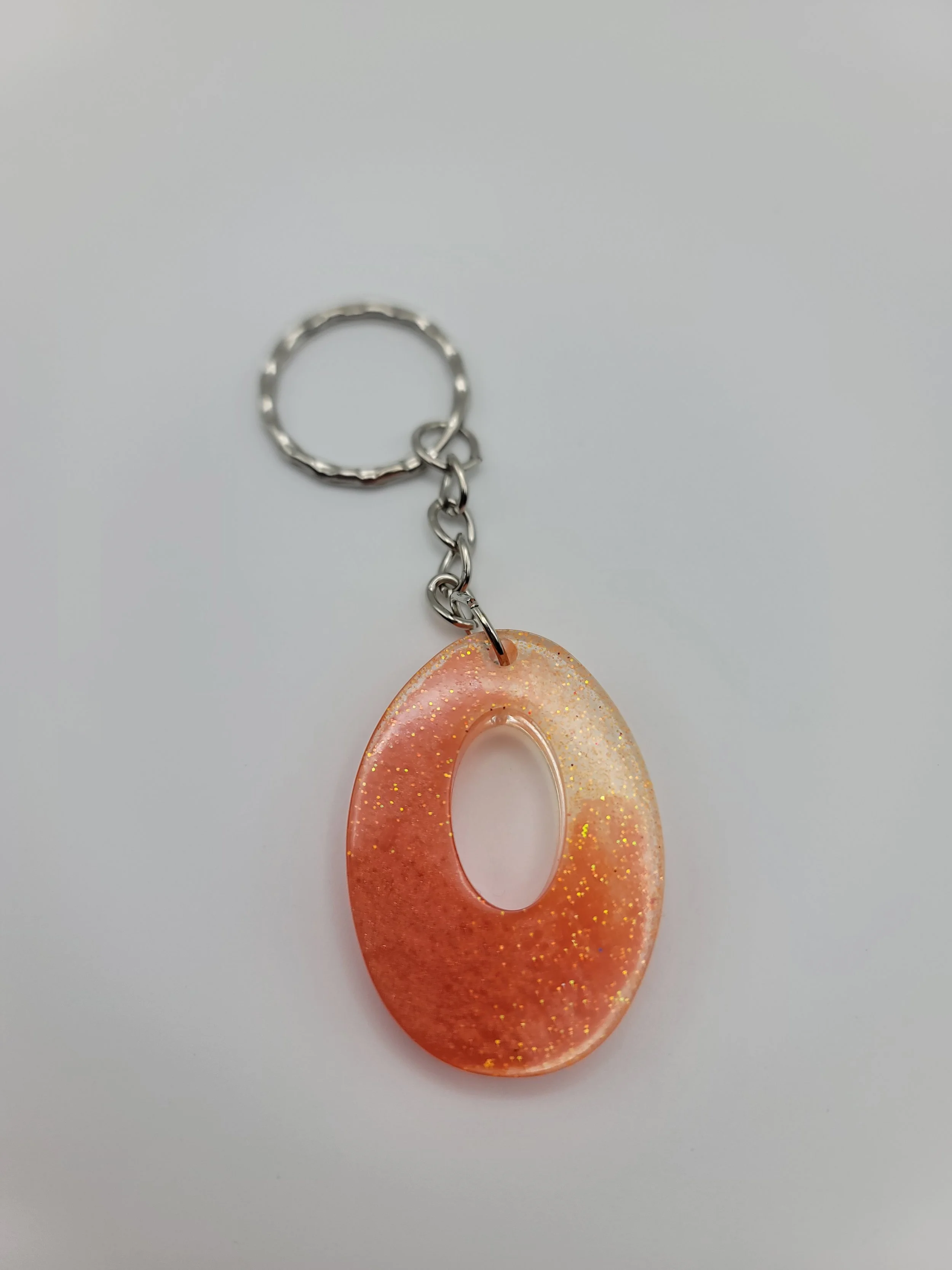 "O" Orange Glitter Keychain