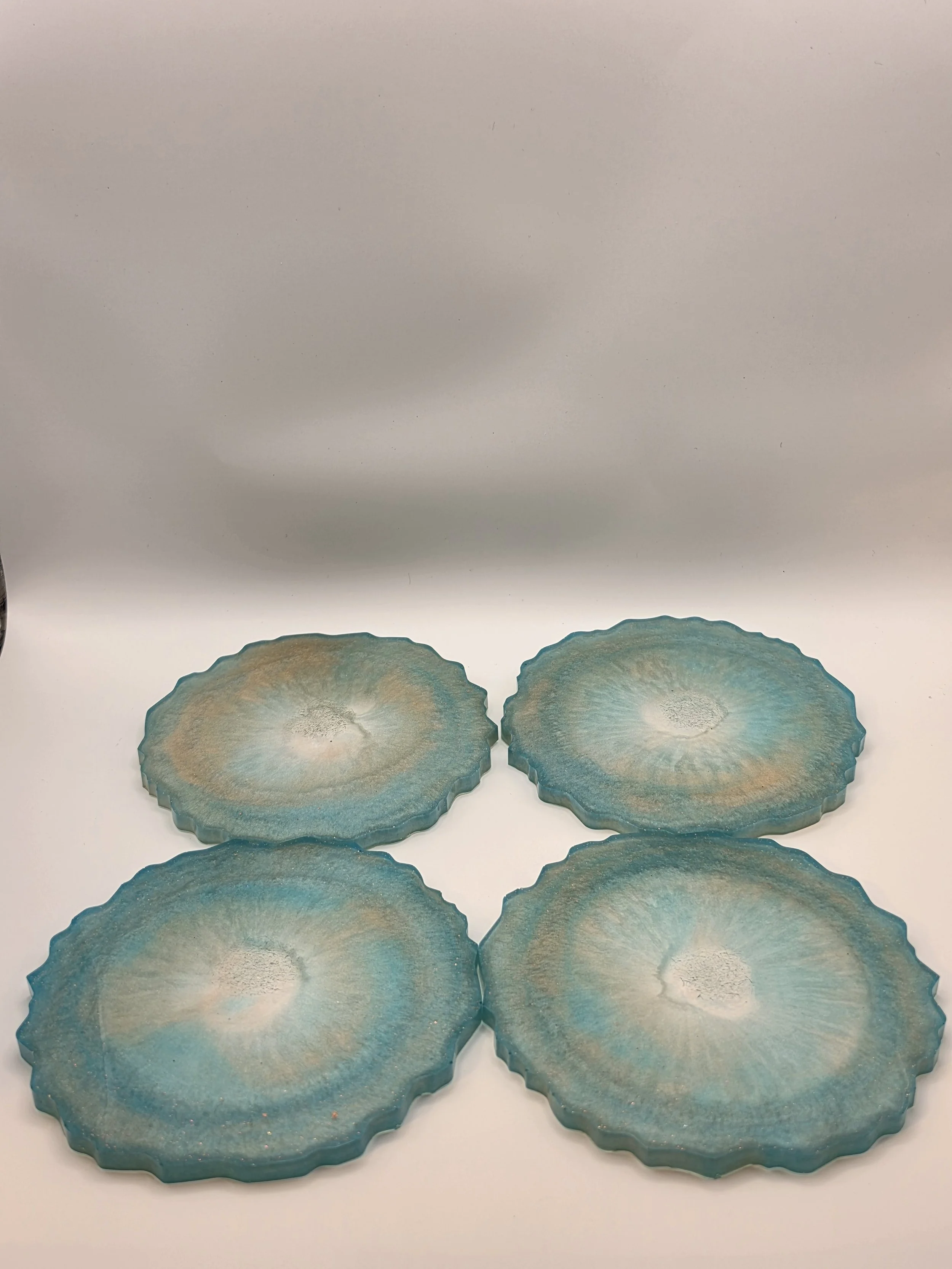 Teal Geode Agate Coaster Set