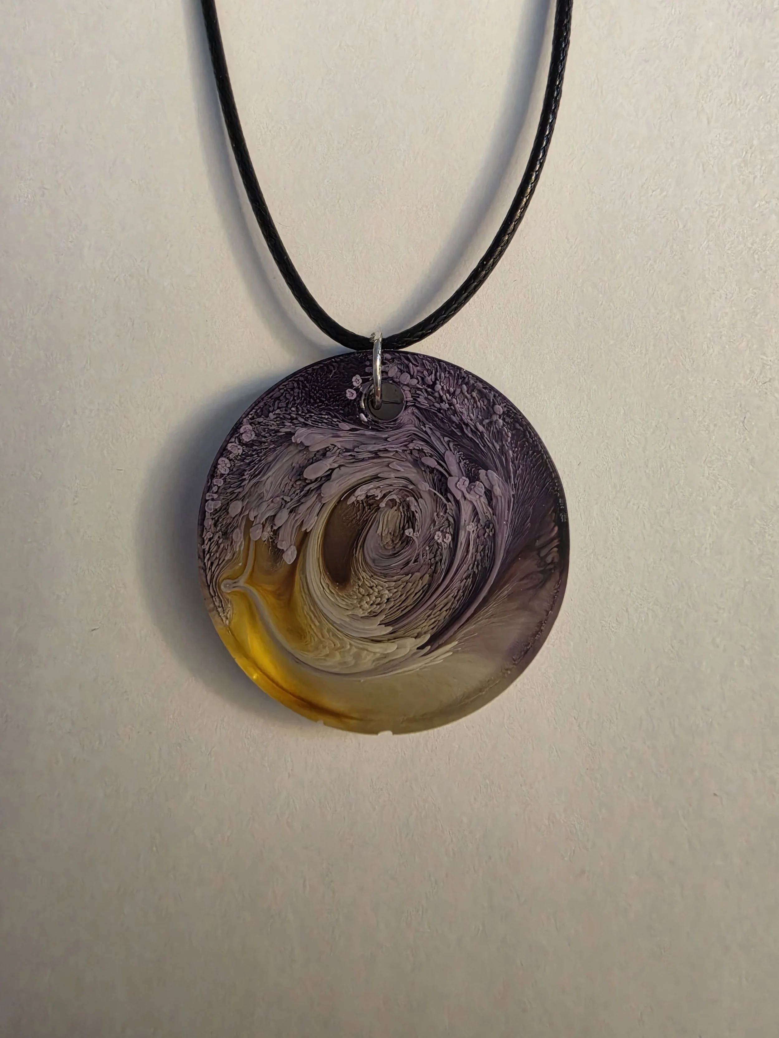 Purple Yellow Swirl Round Neckace