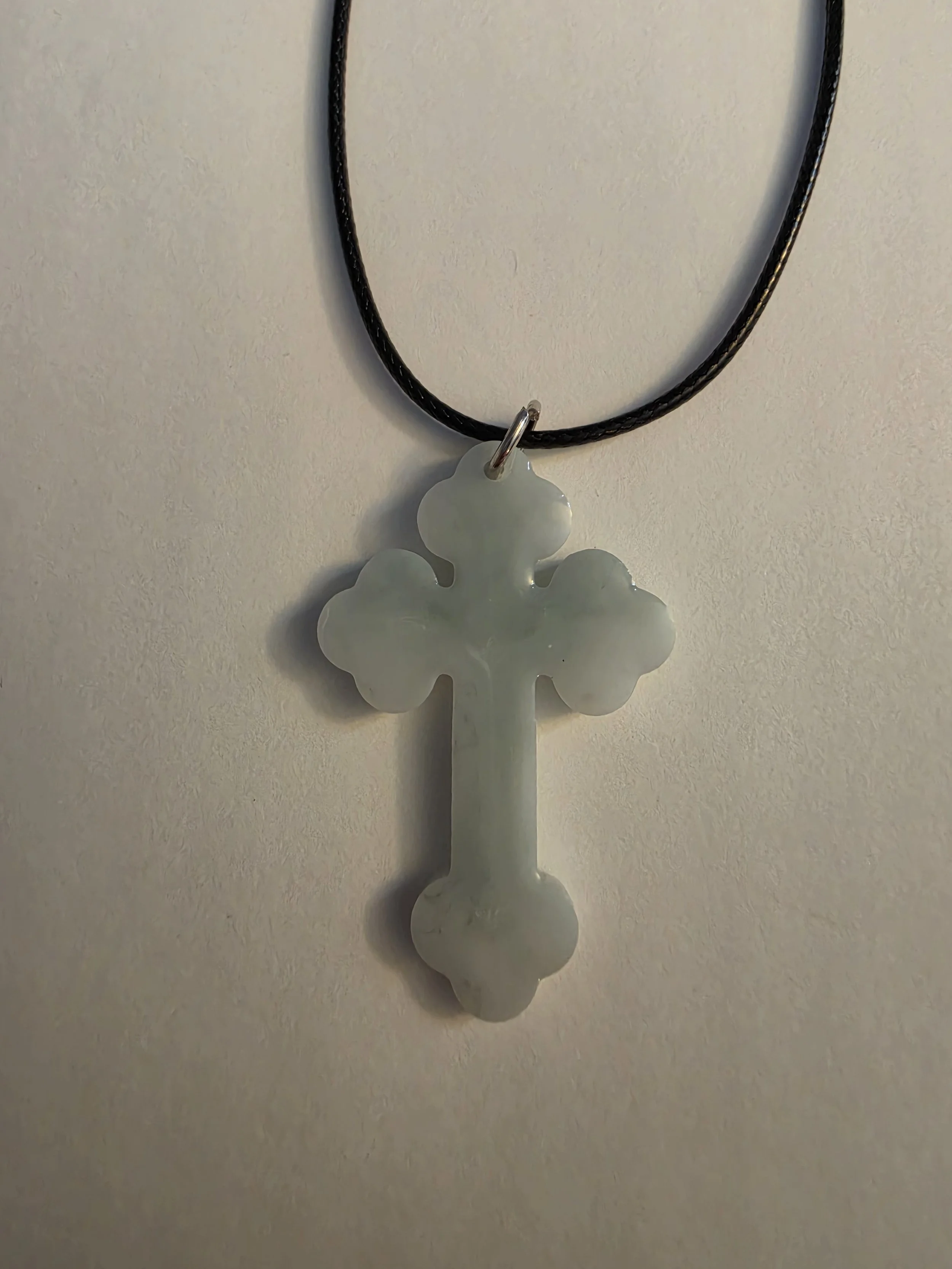 White Marble Curved Cross Necklace