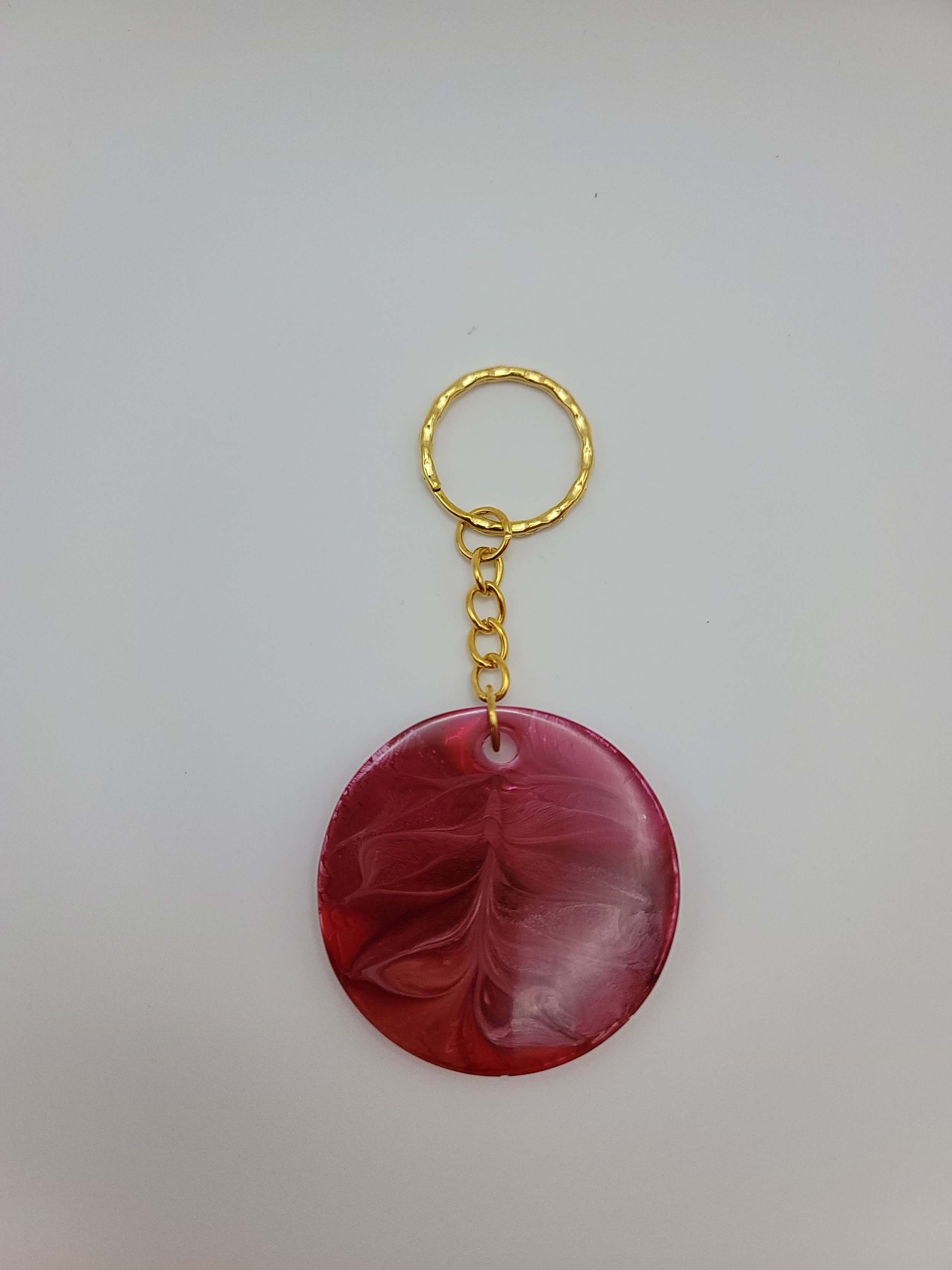 Pink Swirled Circular Keychain