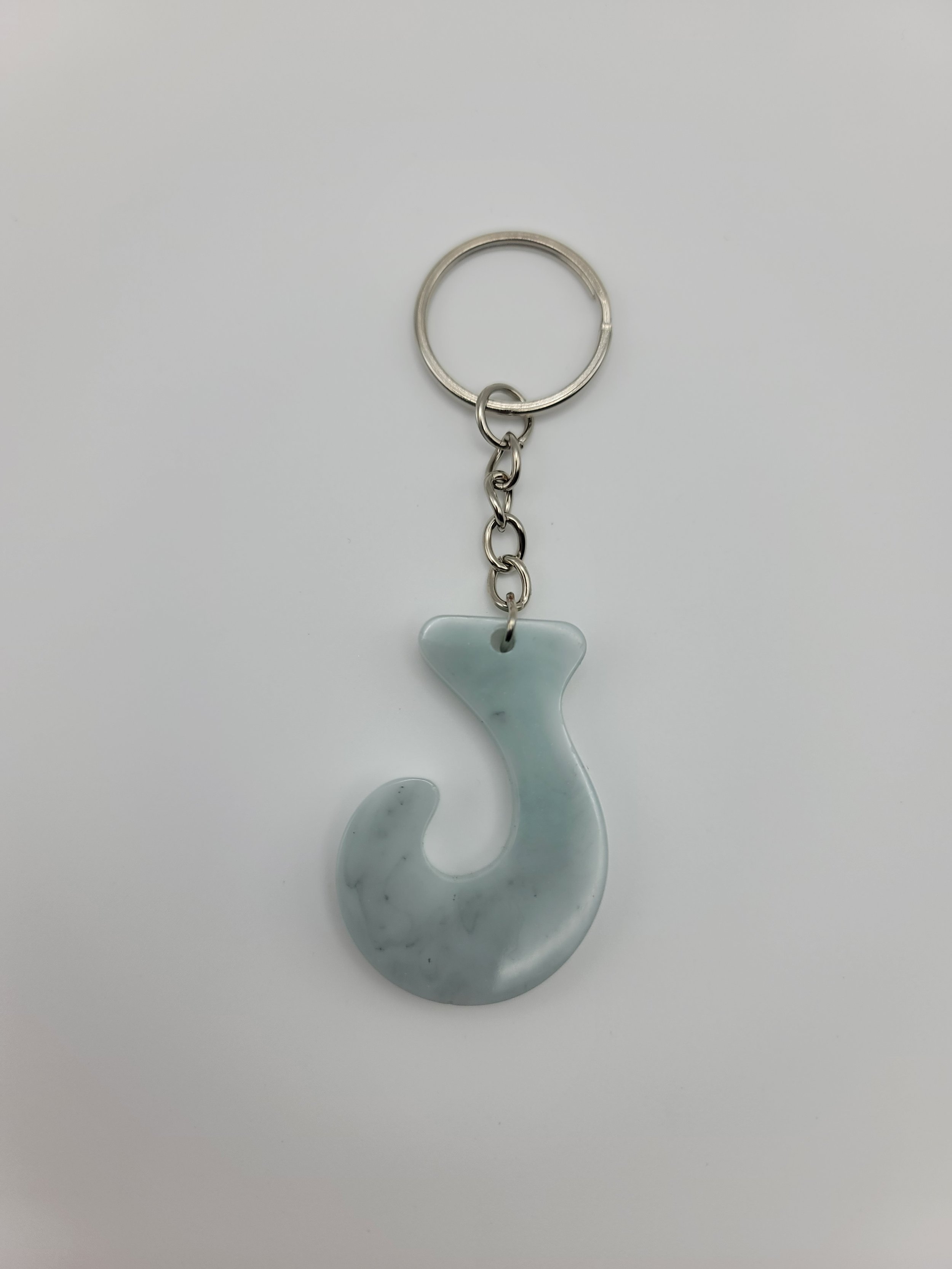 "J" Grey Marbled Keychain