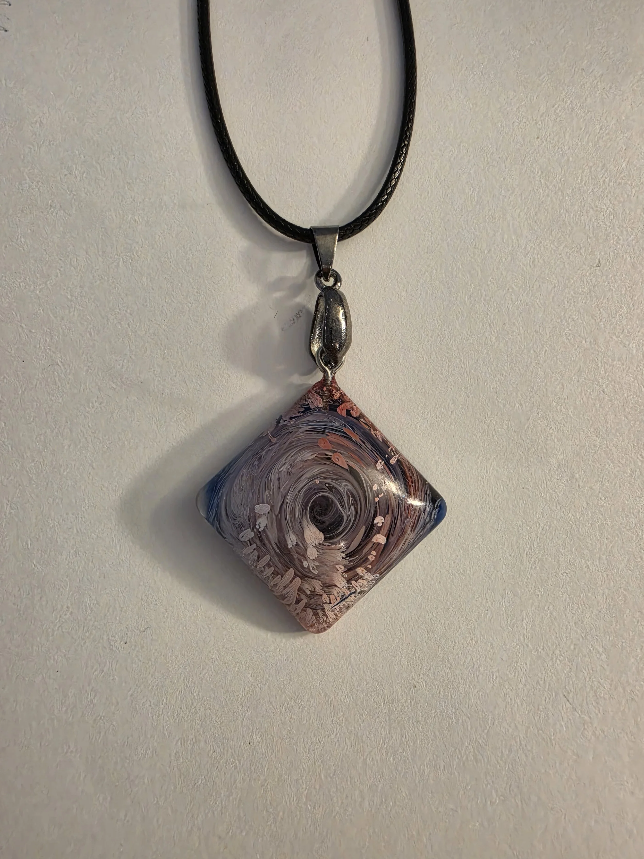Red, White, & Blue Swirl Diamond Shape Necklace