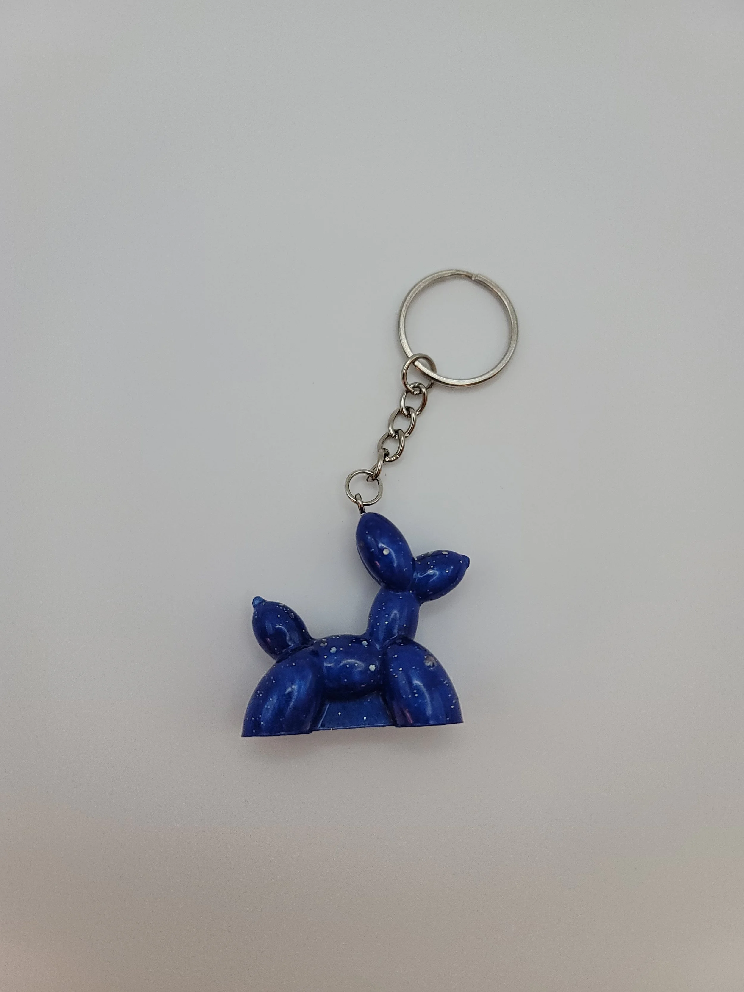 Blue Glitter Balloon Animal Keychain